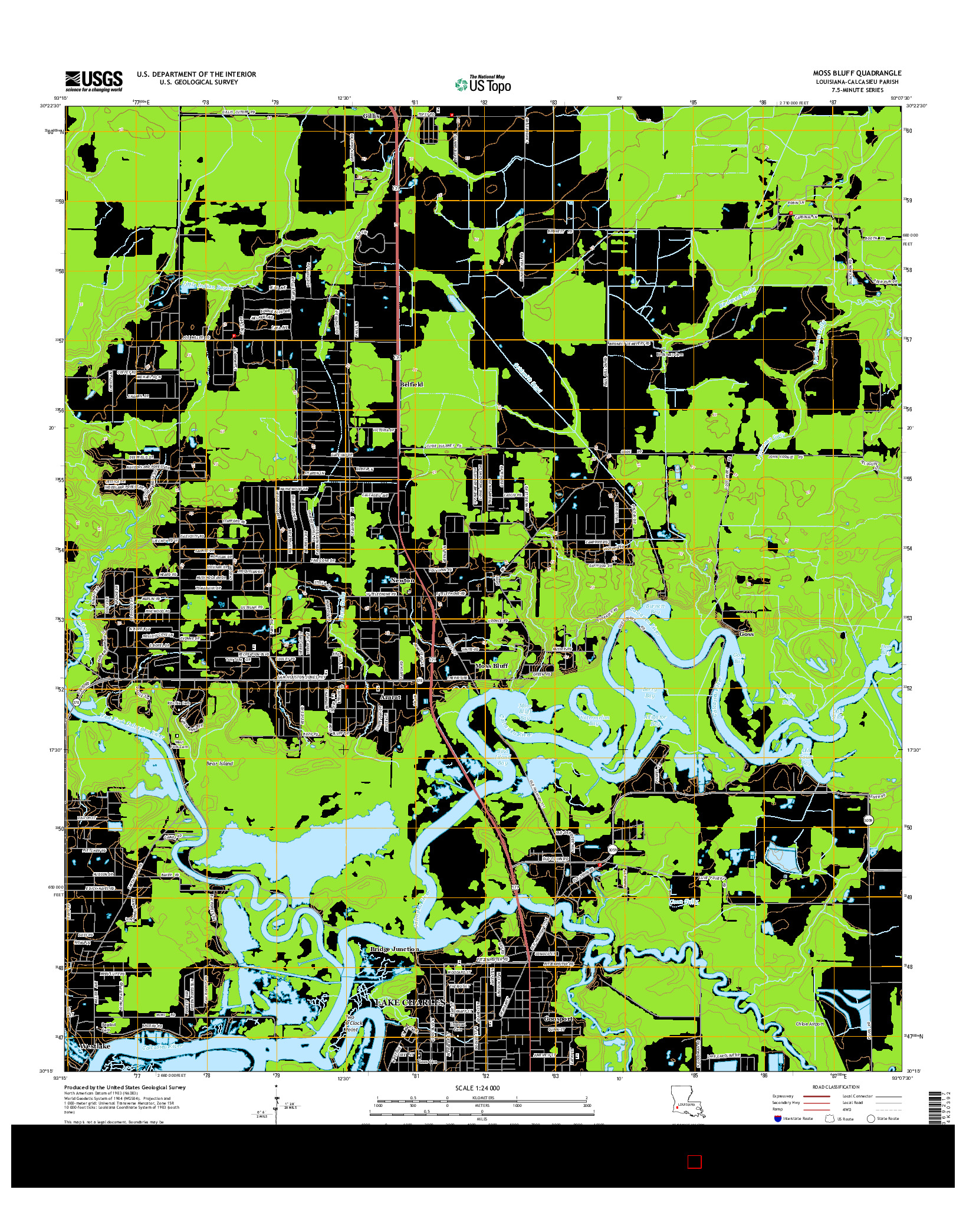 USGS US TOPO 7.5-MINUTE MAP FOR MOSS BLUFF, LA 2015