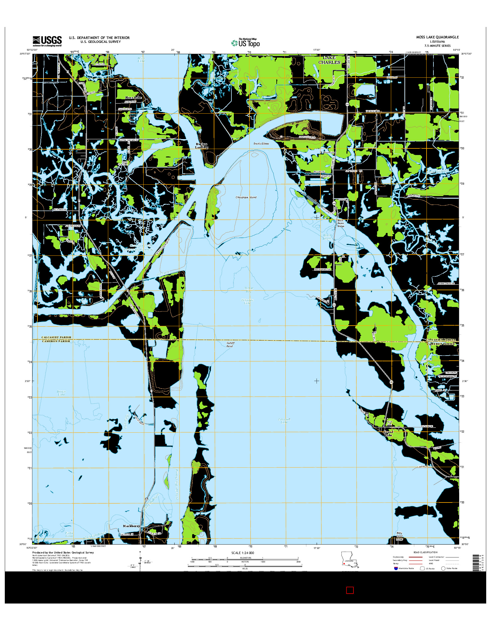 USGS US TOPO 7.5-MINUTE MAP FOR MOSS LAKE, LA 2015