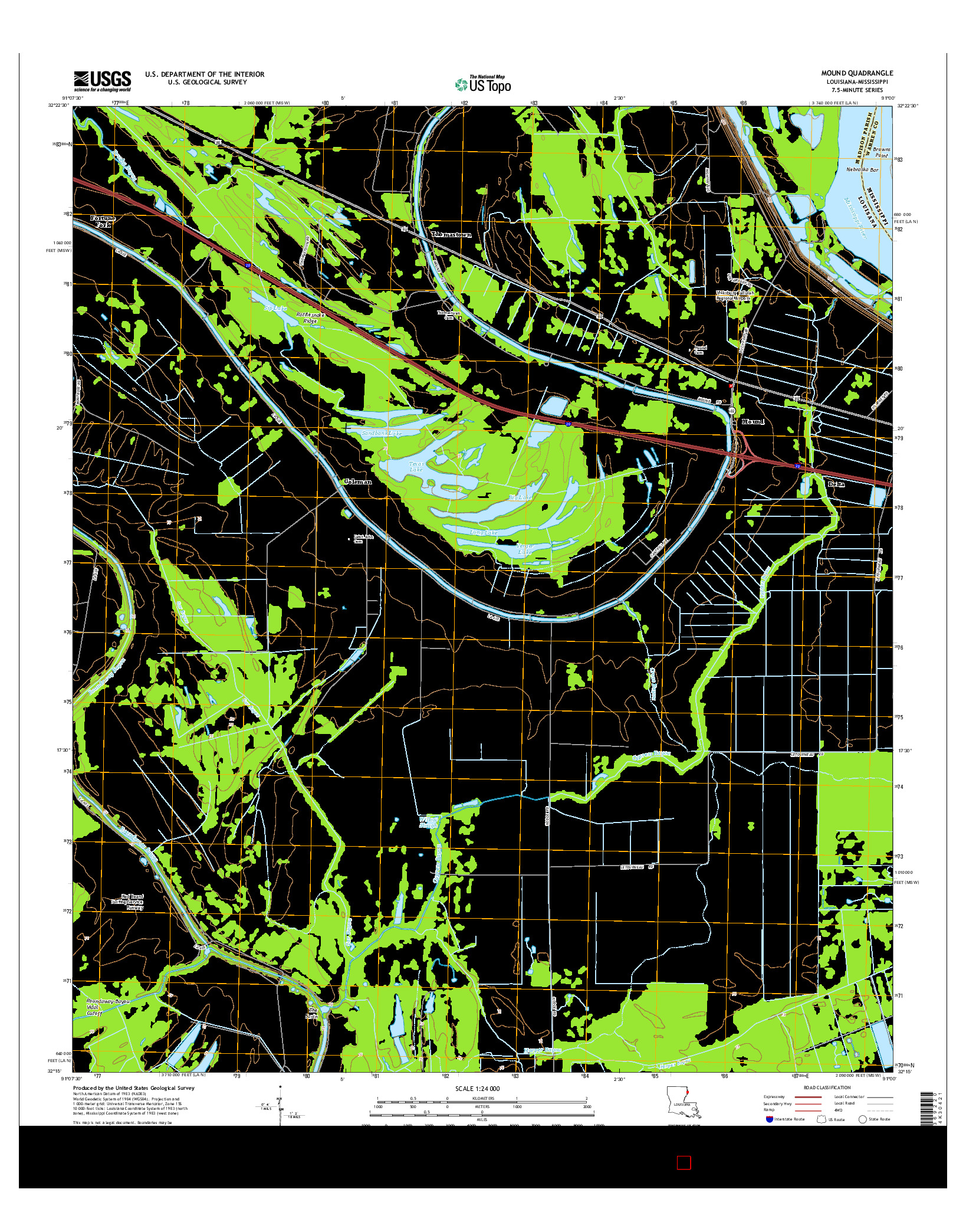 USGS US TOPO 7.5-MINUTE MAP FOR MOUND, LA-MS 2015