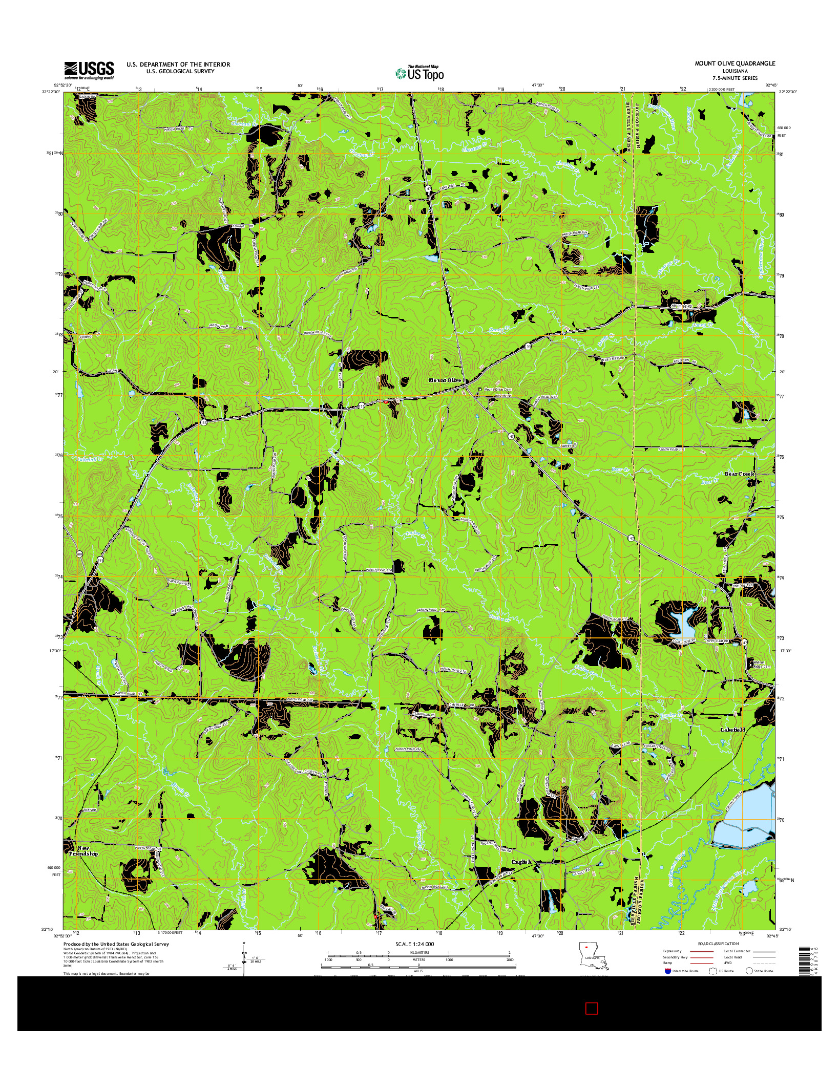 USGS US TOPO 7.5-MINUTE MAP FOR MOUNT OLIVE, LA 2015