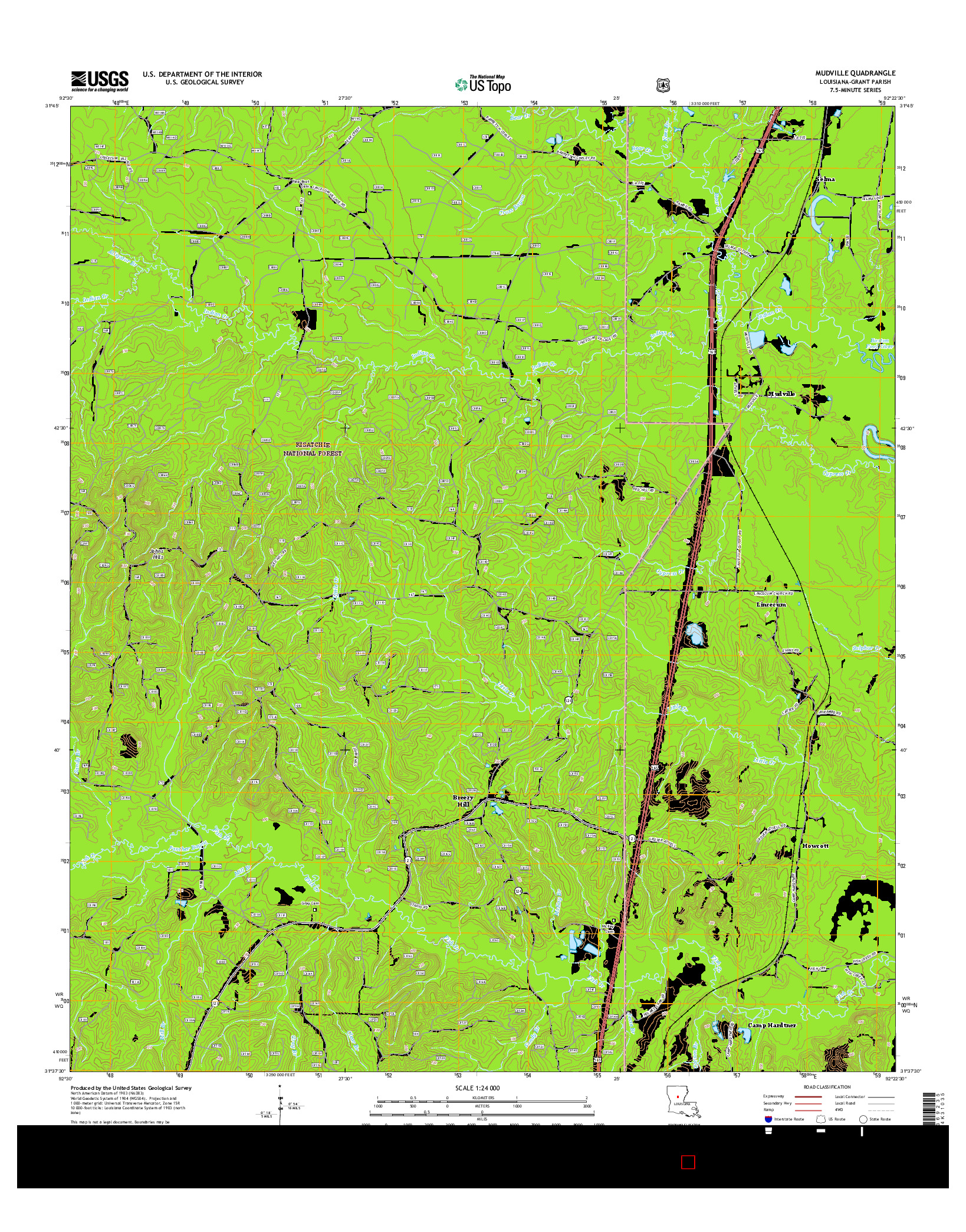 USGS US TOPO 7.5-MINUTE MAP FOR MUDVILLE, LA 2015