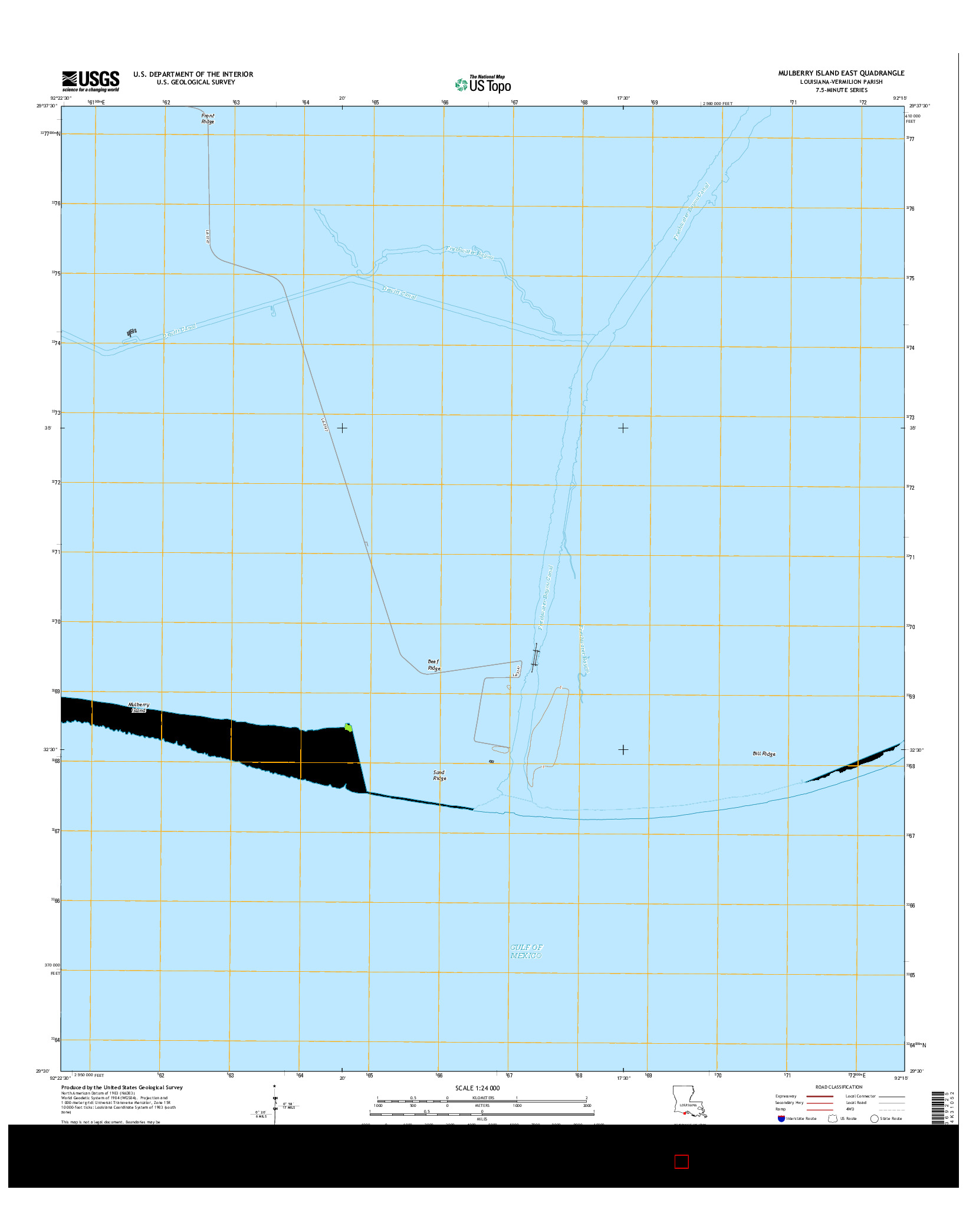 USGS US TOPO 7.5-MINUTE MAP FOR MULBERRY ISLAND EAST, LA 2015