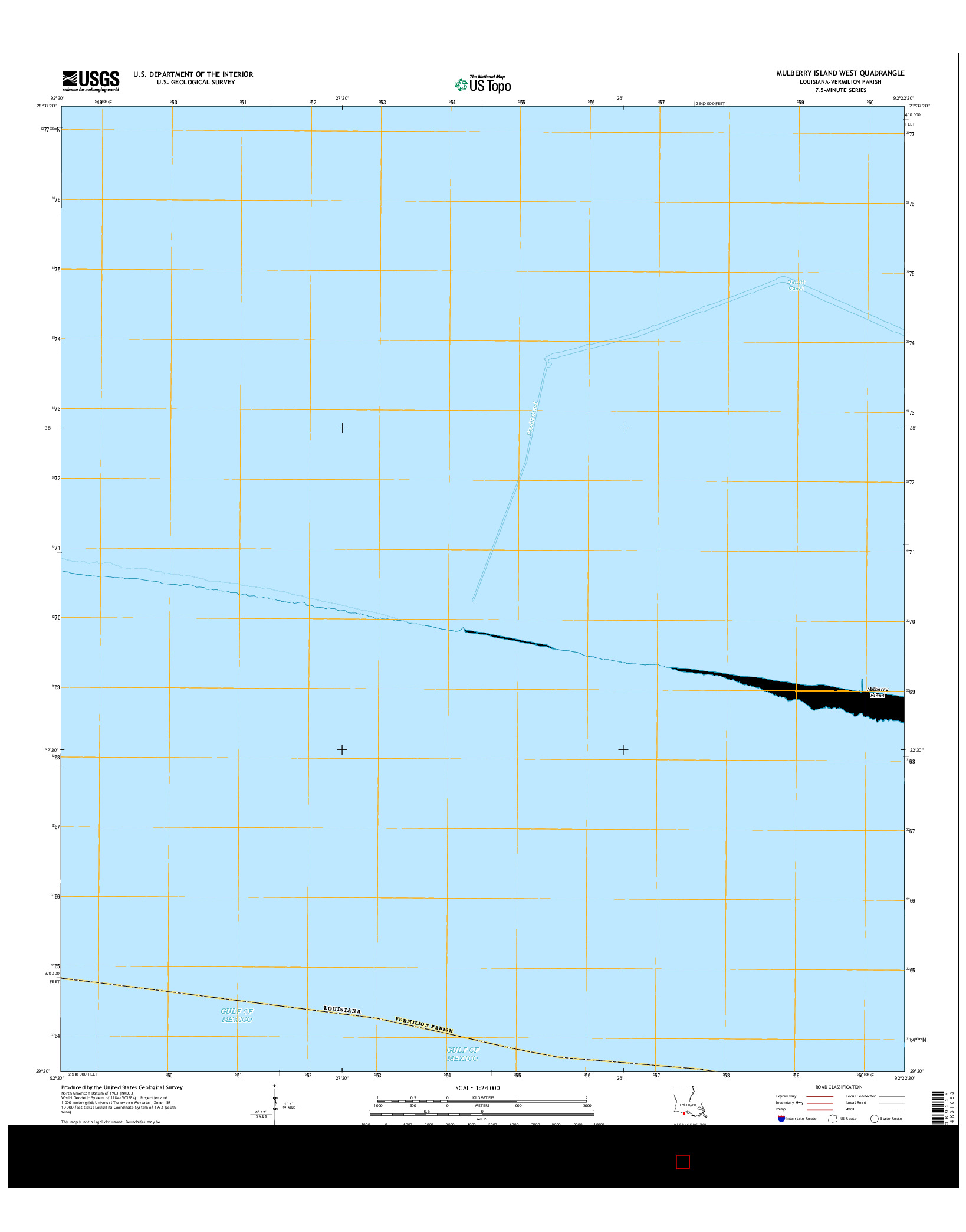 USGS US TOPO 7.5-MINUTE MAP FOR MULBERRY ISLAND WEST, LA 2015