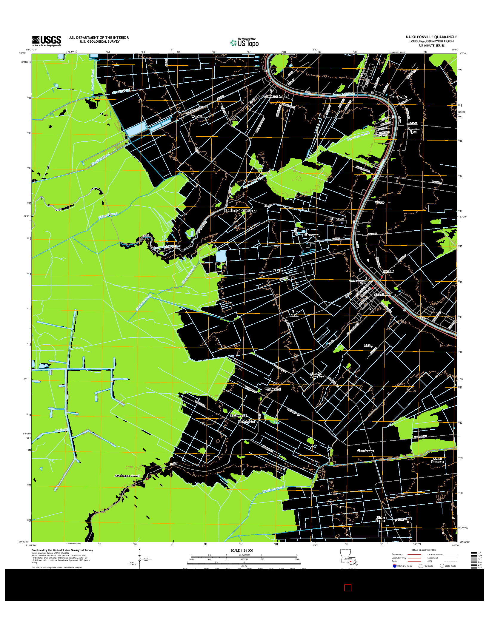 USGS US TOPO 7.5-MINUTE MAP FOR NAPOLEONVILLE, LA 2015