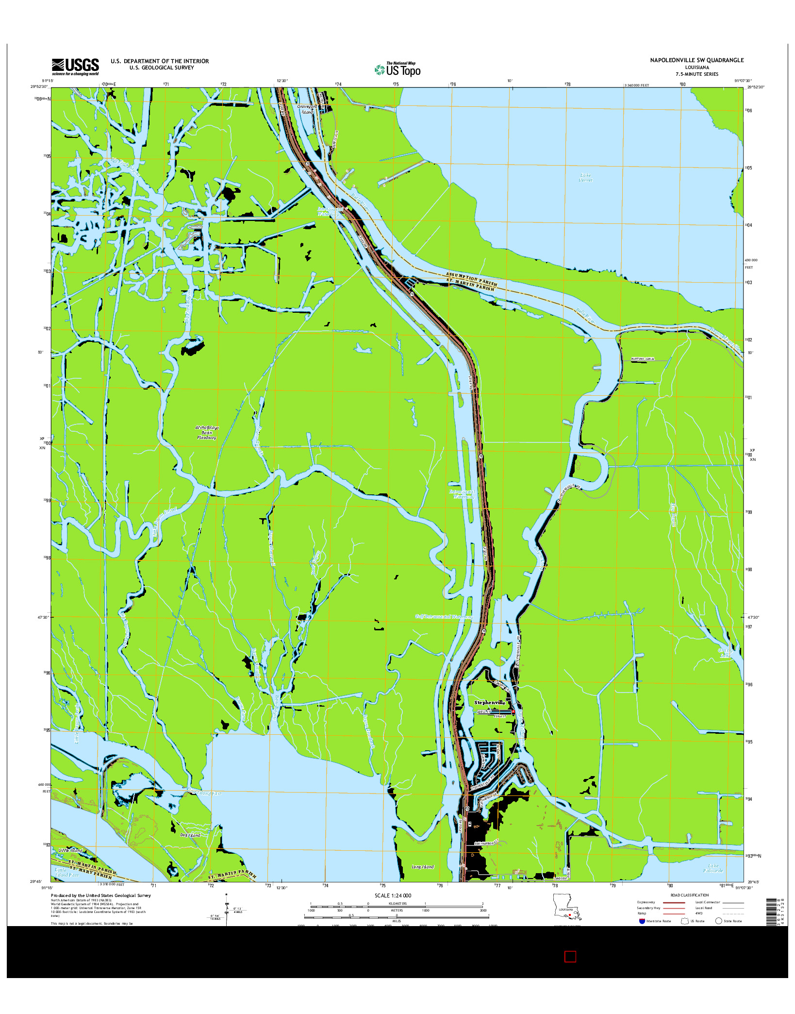 USGS US TOPO 7.5-MINUTE MAP FOR NAPOLEONVILLE SW, LA 2015