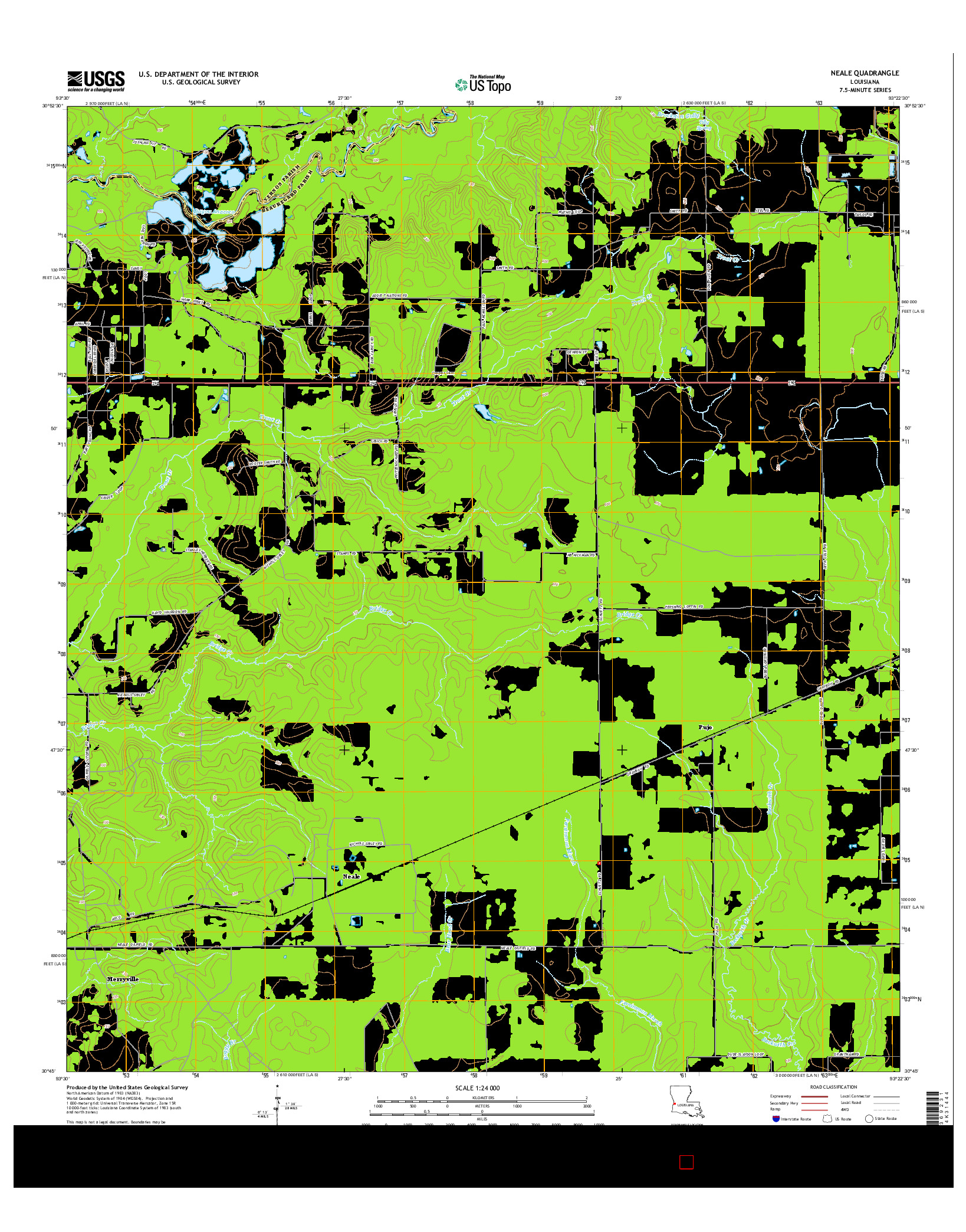 USGS US TOPO 7.5-MINUTE MAP FOR NEALE, LA 2015