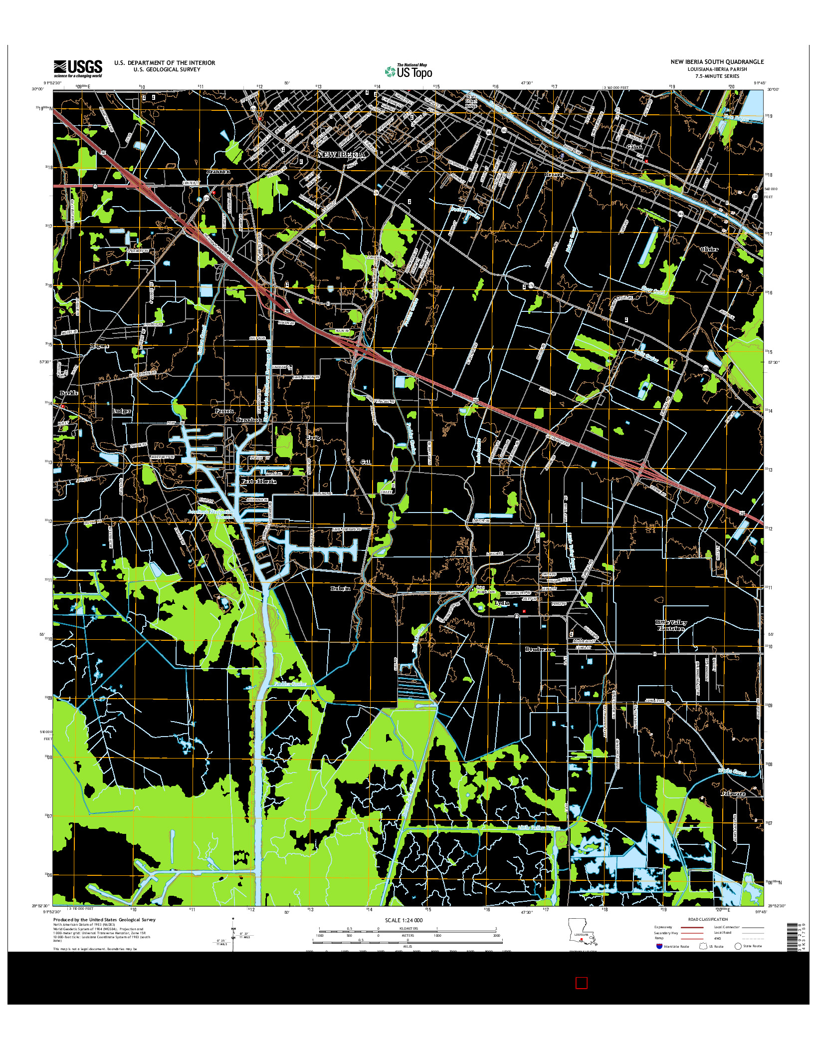 USGS US TOPO 7.5-MINUTE MAP FOR NEW IBERIA SOUTH, LA 2015