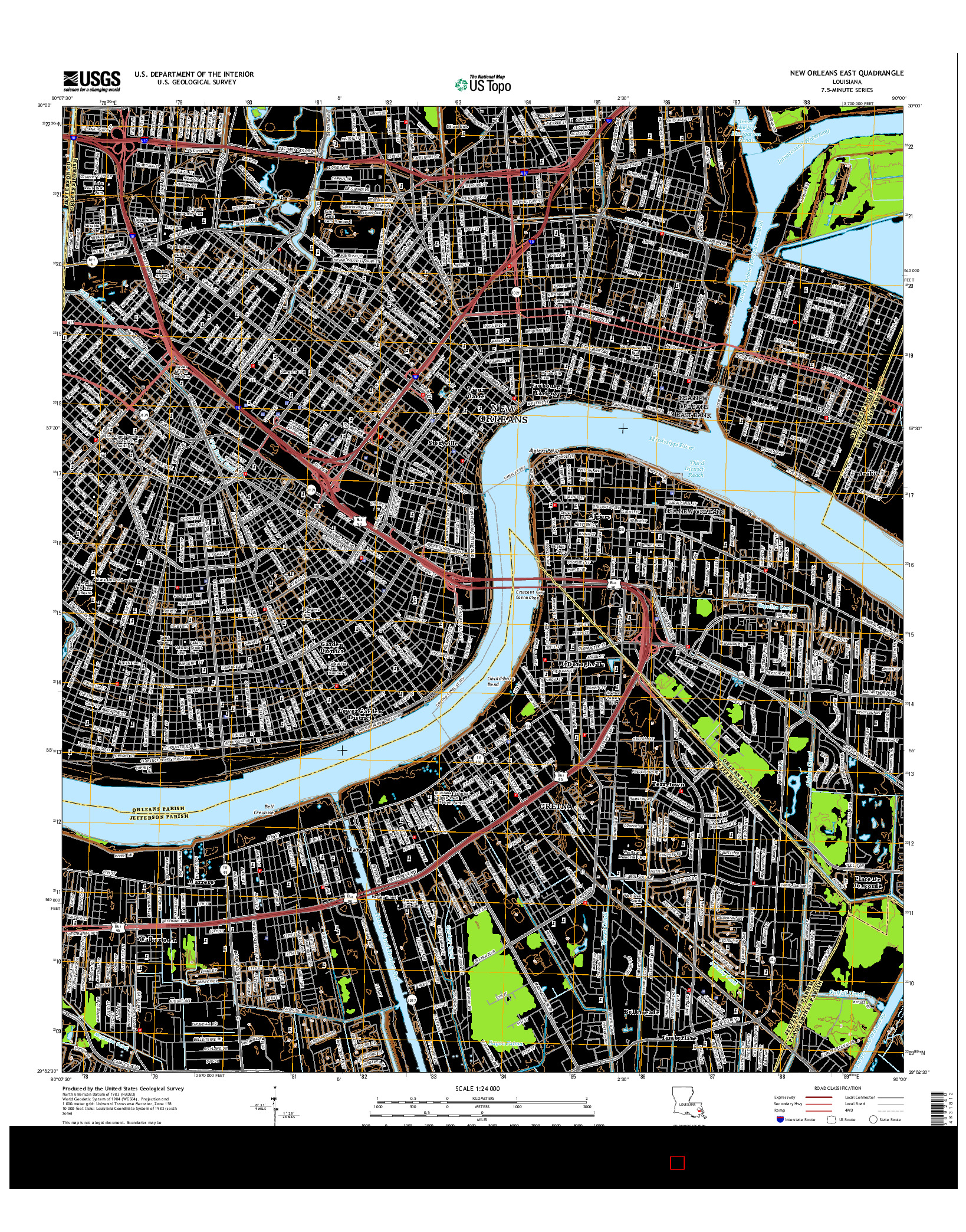 USGS US TOPO 7.5-MINUTE MAP FOR NEW ORLEANS EAST, LA 2015