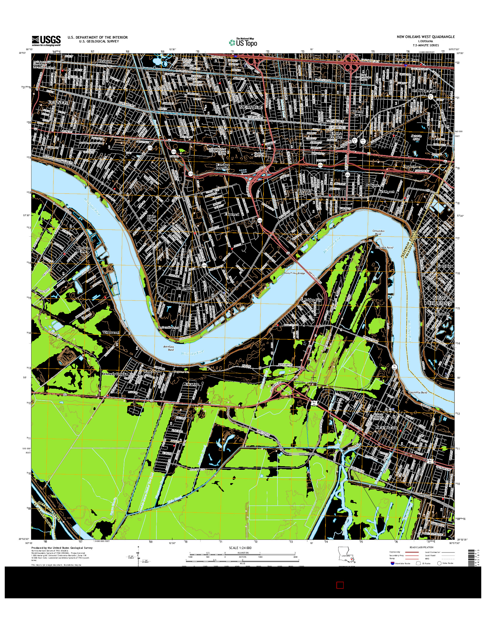 USGS US TOPO 7.5-MINUTE MAP FOR NEW ORLEANS WEST, LA 2015