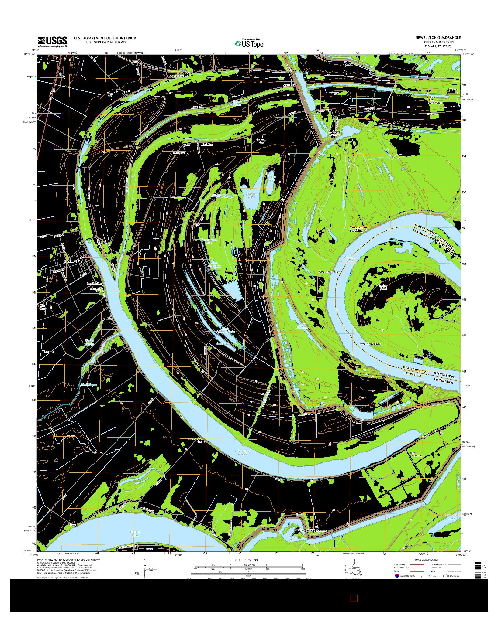 USGS US TOPO 7.5-MINUTE MAP FOR NEWELLTON, LA-MS 2015