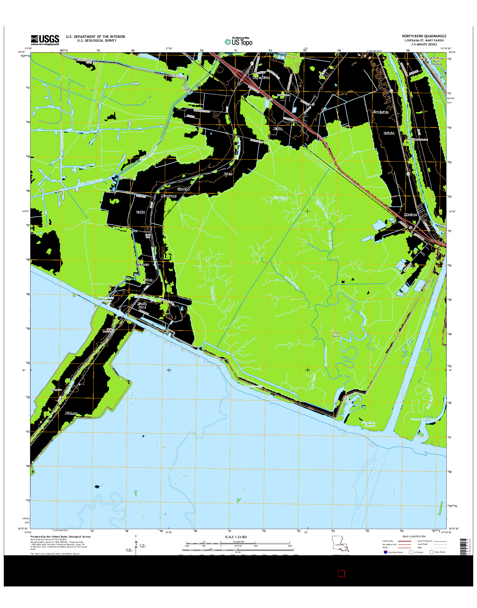 USGS US TOPO 7.5-MINUTE MAP FOR NORTH BEND, LA 2015