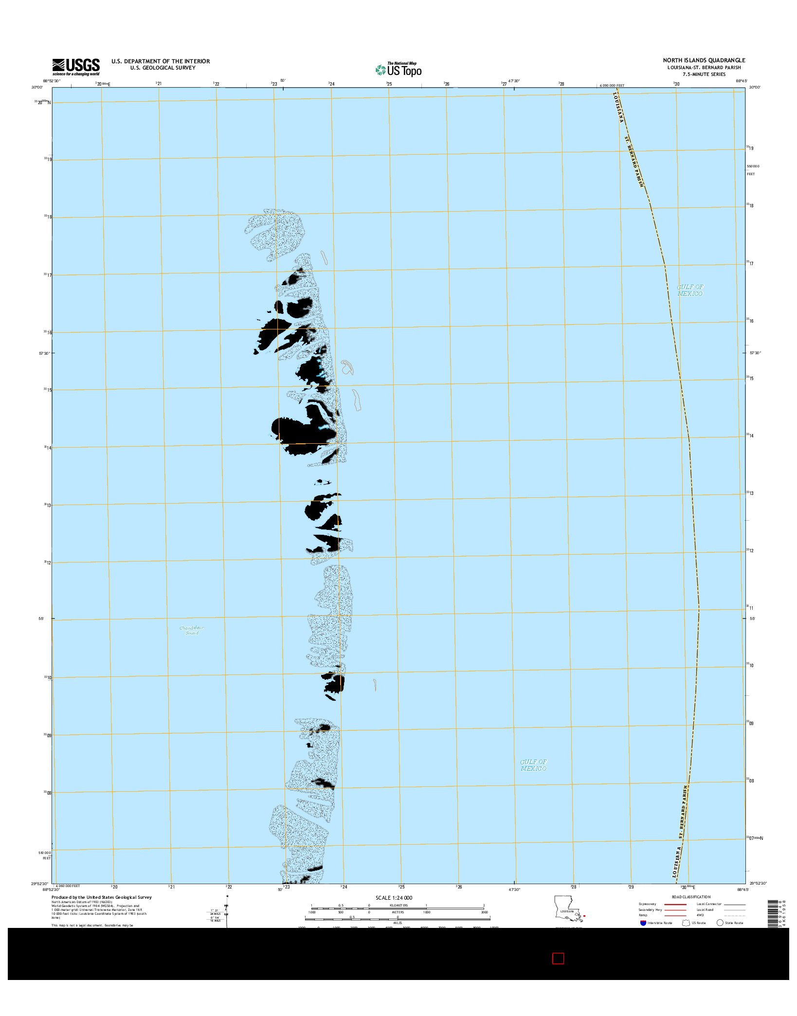 USGS US TOPO 7.5-MINUTE MAP FOR NORTH ISLANDS, LA 2015