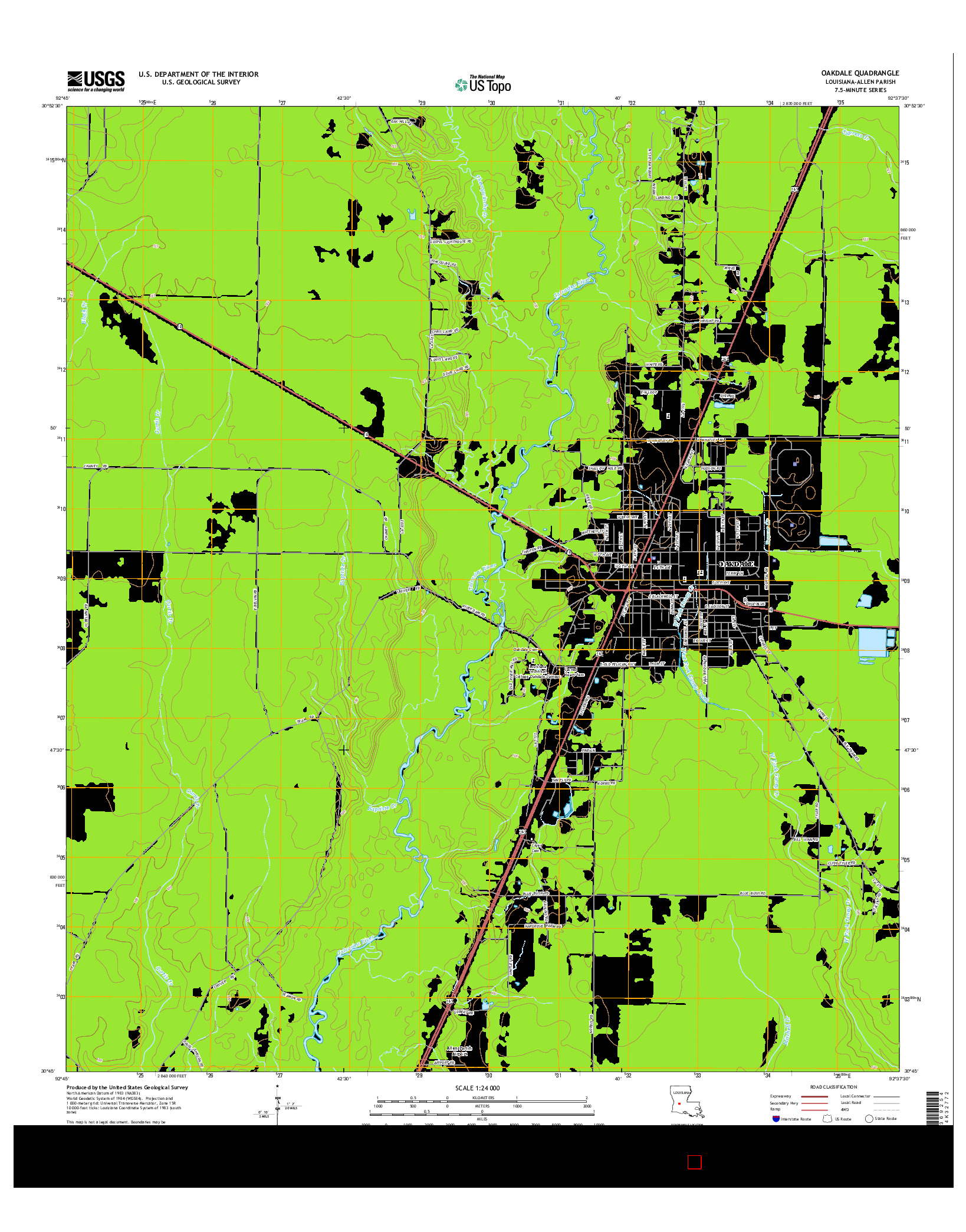 USGS US TOPO 7.5-MINUTE MAP FOR OAKDALE, LA 2015