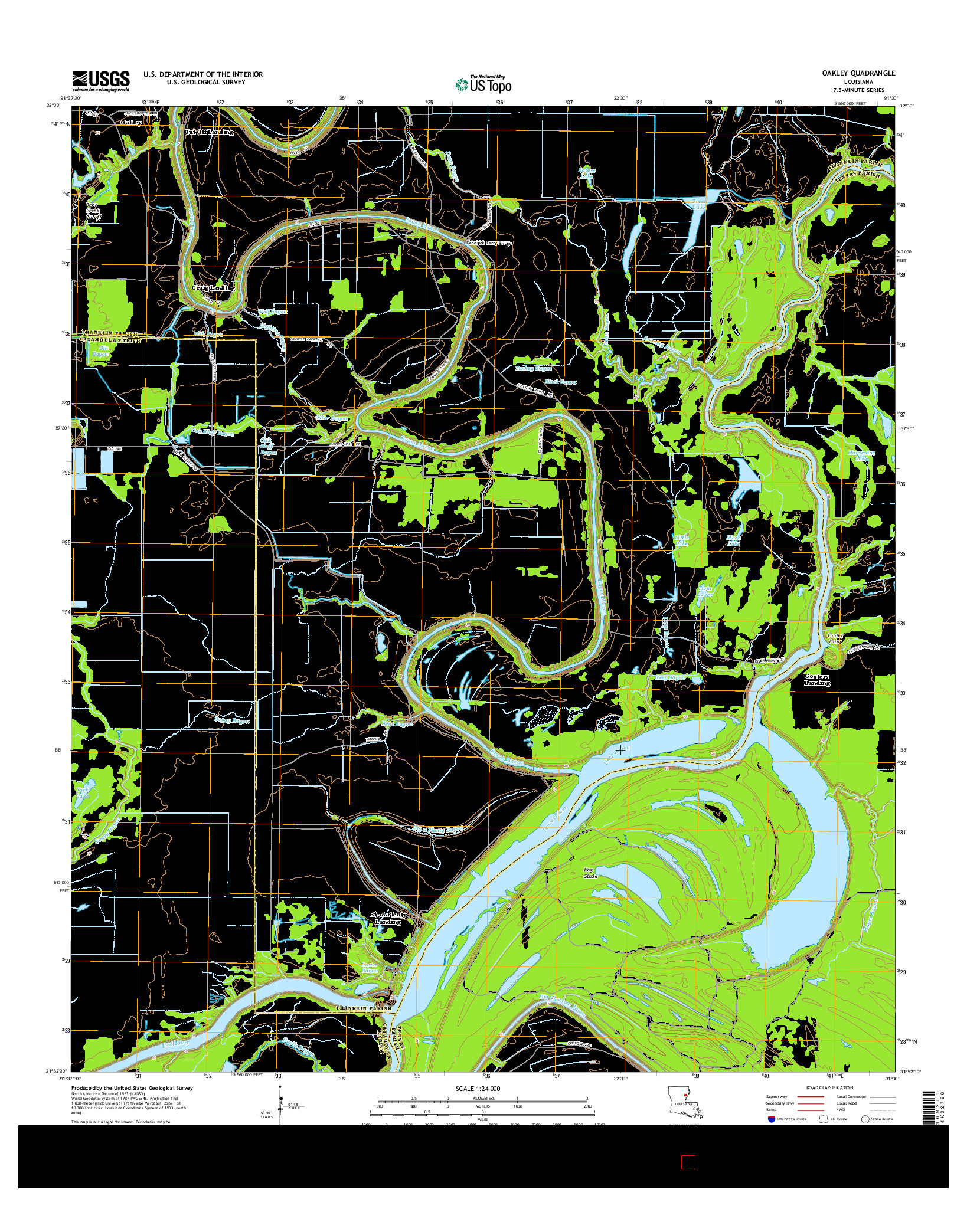 USGS US TOPO 7.5-MINUTE MAP FOR OAKLEY, LA 2015