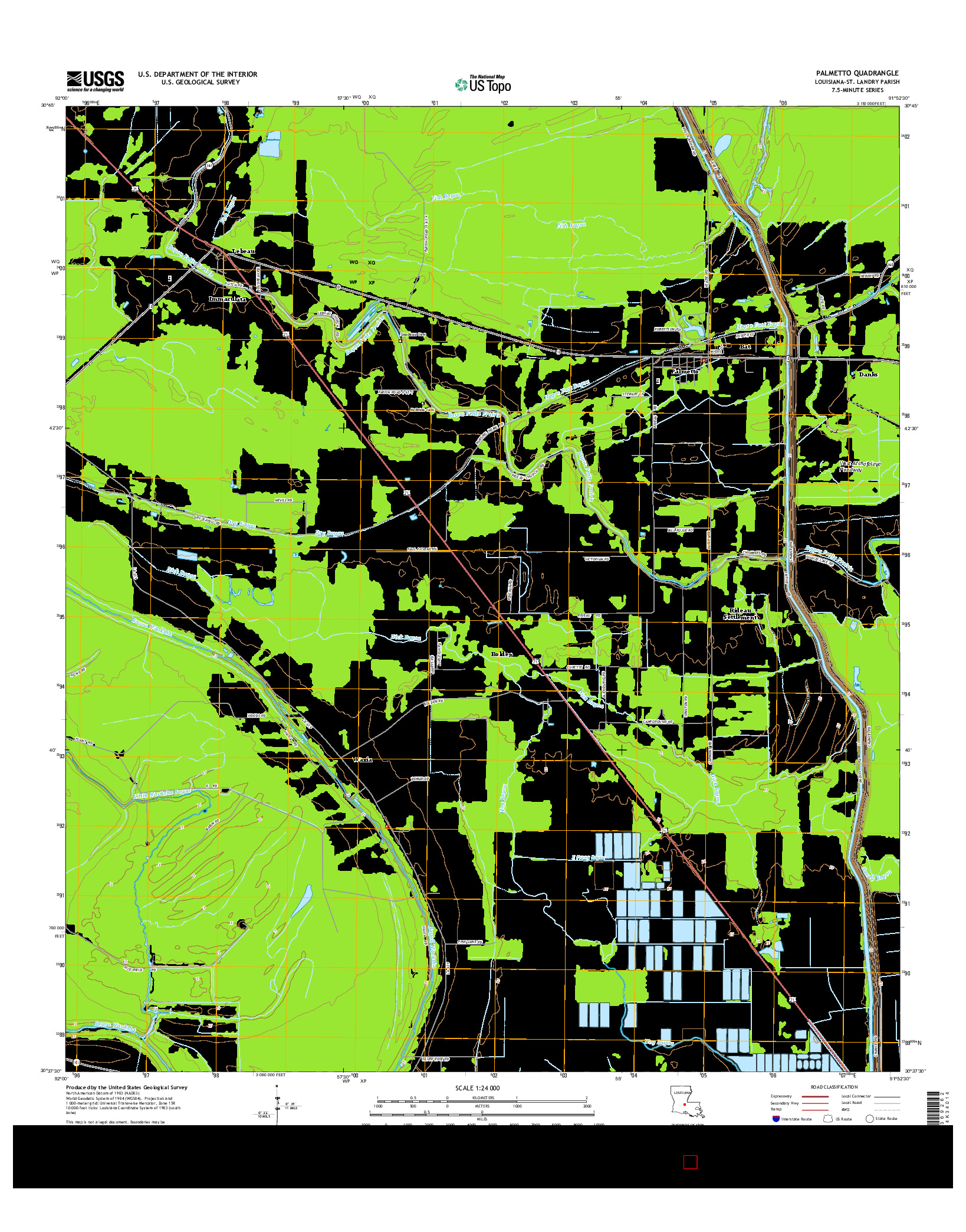 USGS US TOPO 7.5-MINUTE MAP FOR PALMETTO, LA 2015