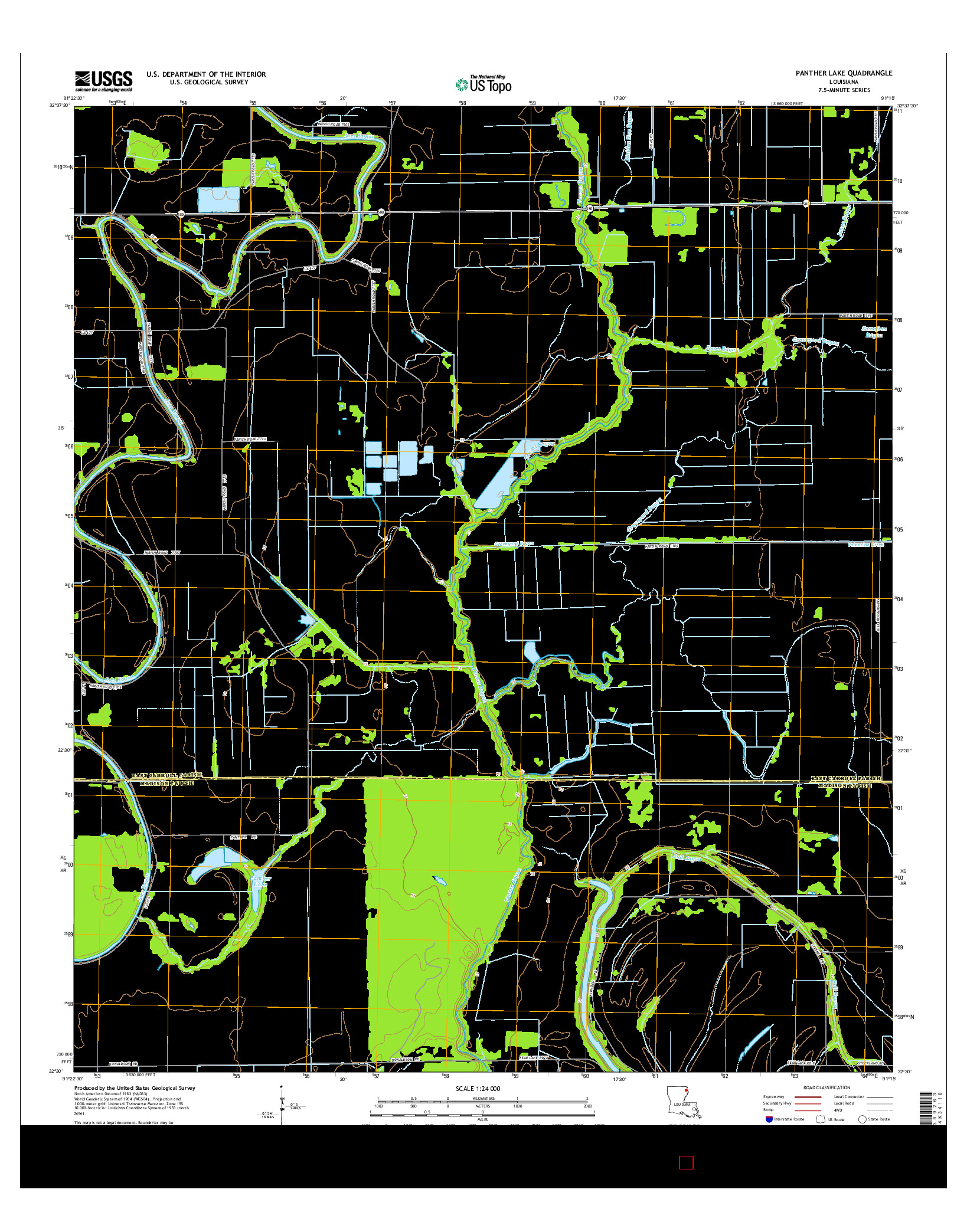 USGS US TOPO 7.5-MINUTE MAP FOR PANTHER LAKE, LA 2015