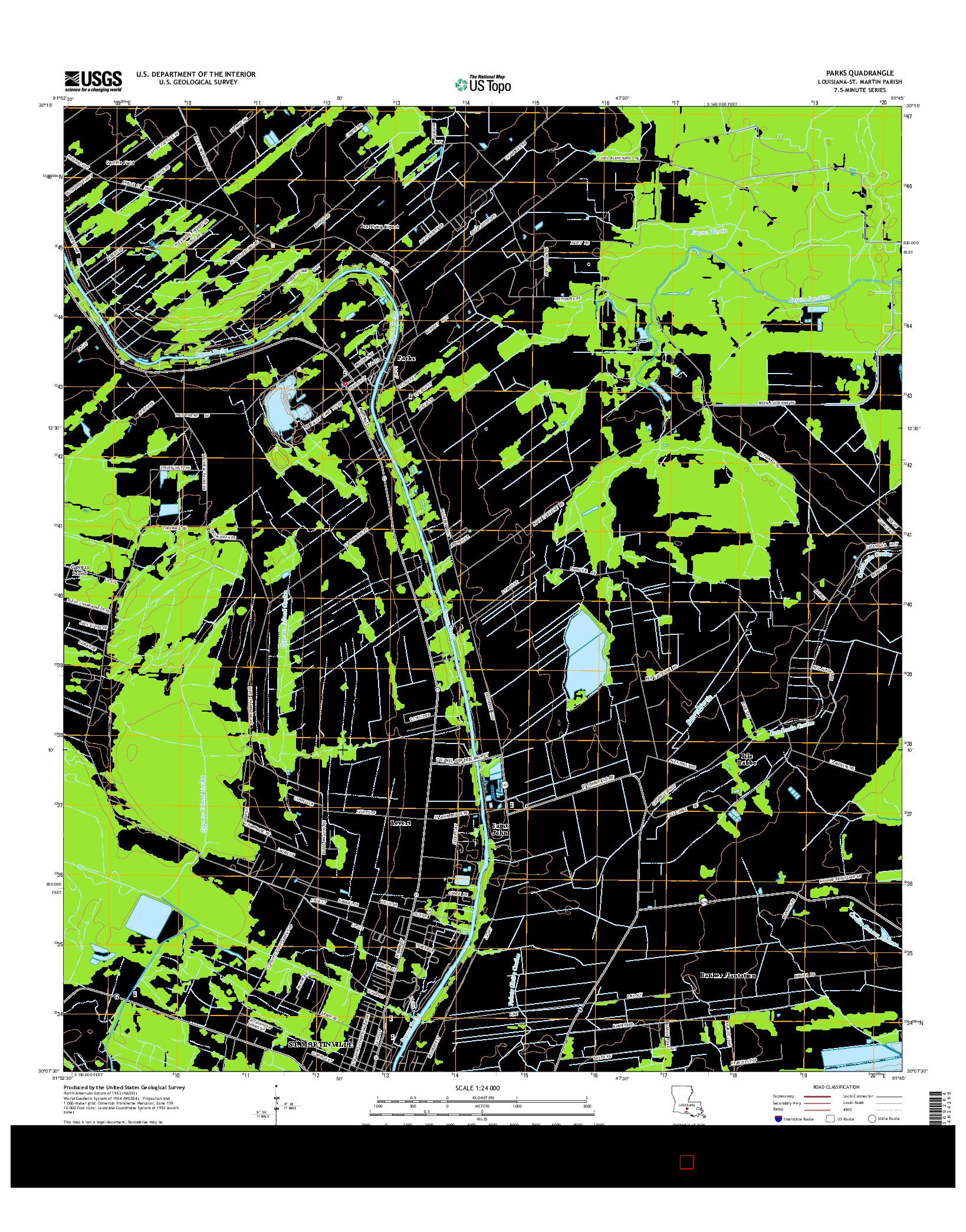 USGS US TOPO 7.5-MINUTE MAP FOR PARKS, LA 2015