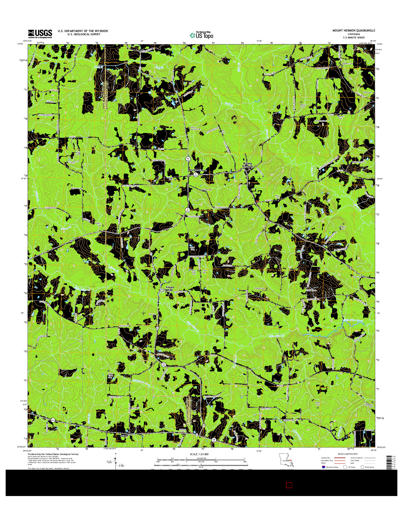 USGS US TOPO 7.5-MINUTE MAP FOR MOUNT HERMON, LA 2015