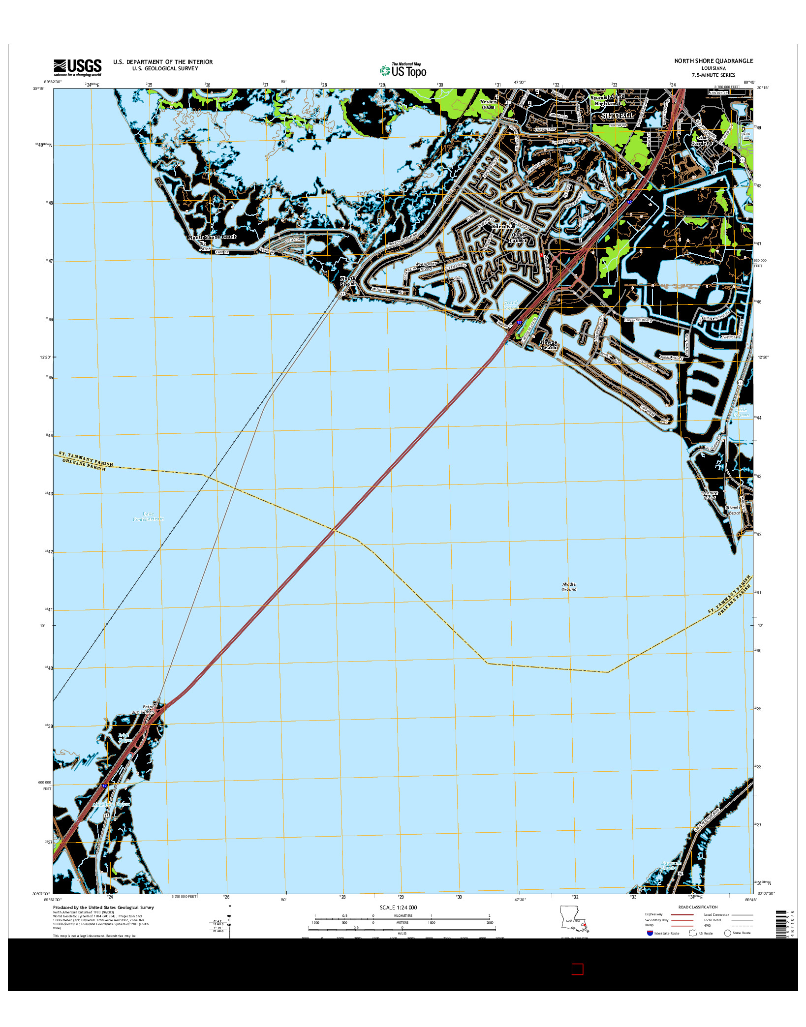 USGS US TOPO 7.5-MINUTE MAP FOR NORTH SHORE, LA 2015