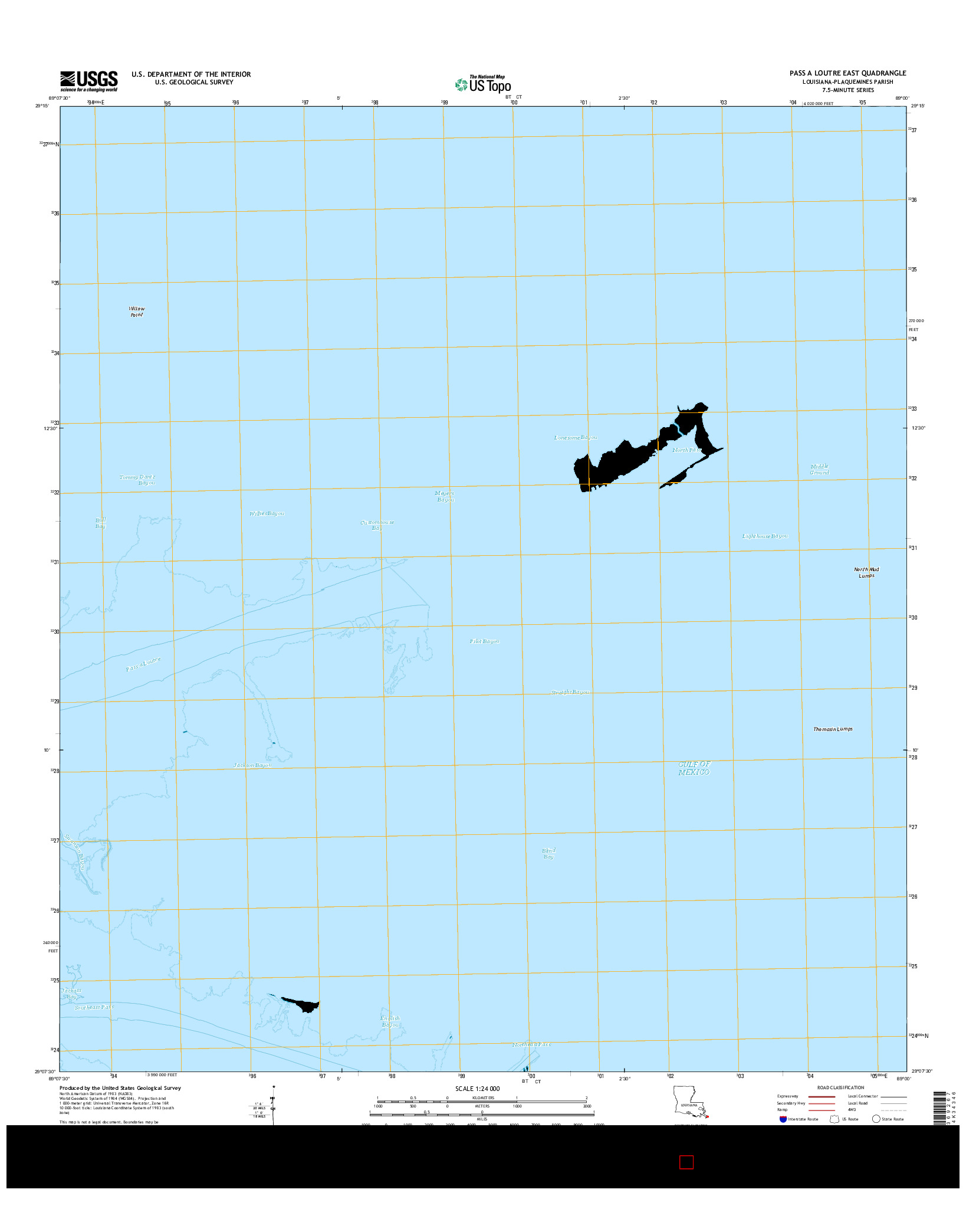 USGS US TOPO 7.5-MINUTE MAP FOR PASS A LOUTRE EAST, LA 2015