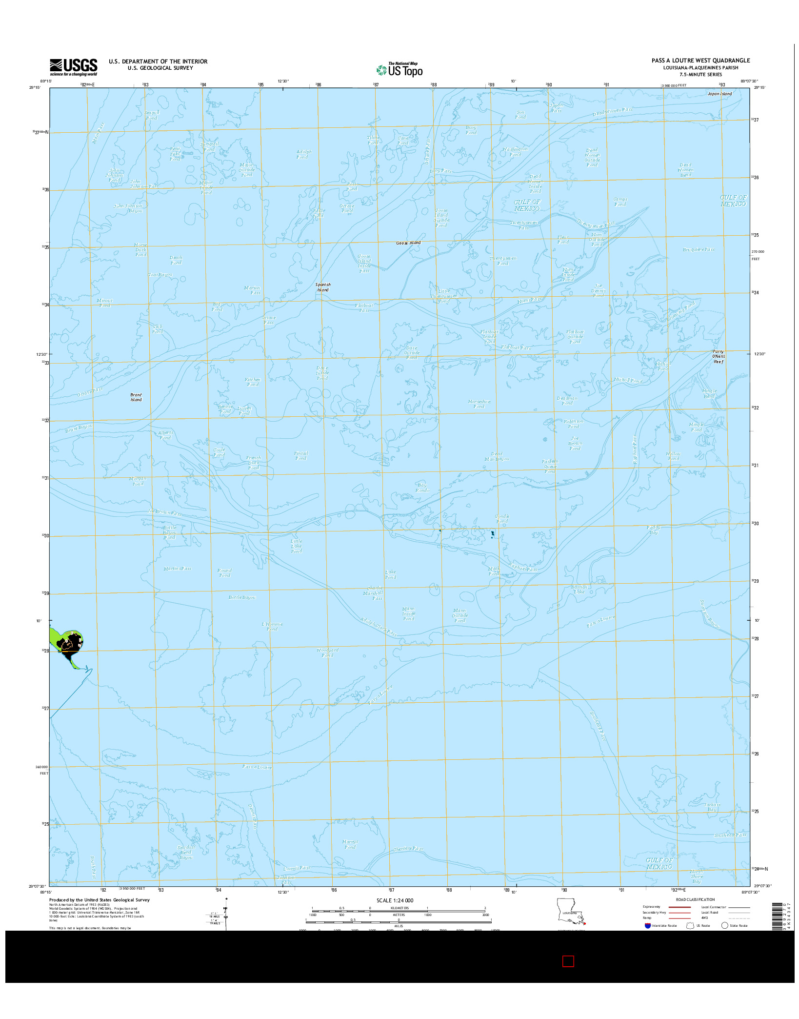 USGS US TOPO 7.5-MINUTE MAP FOR PASS A LOUTRE WEST, LA 2015