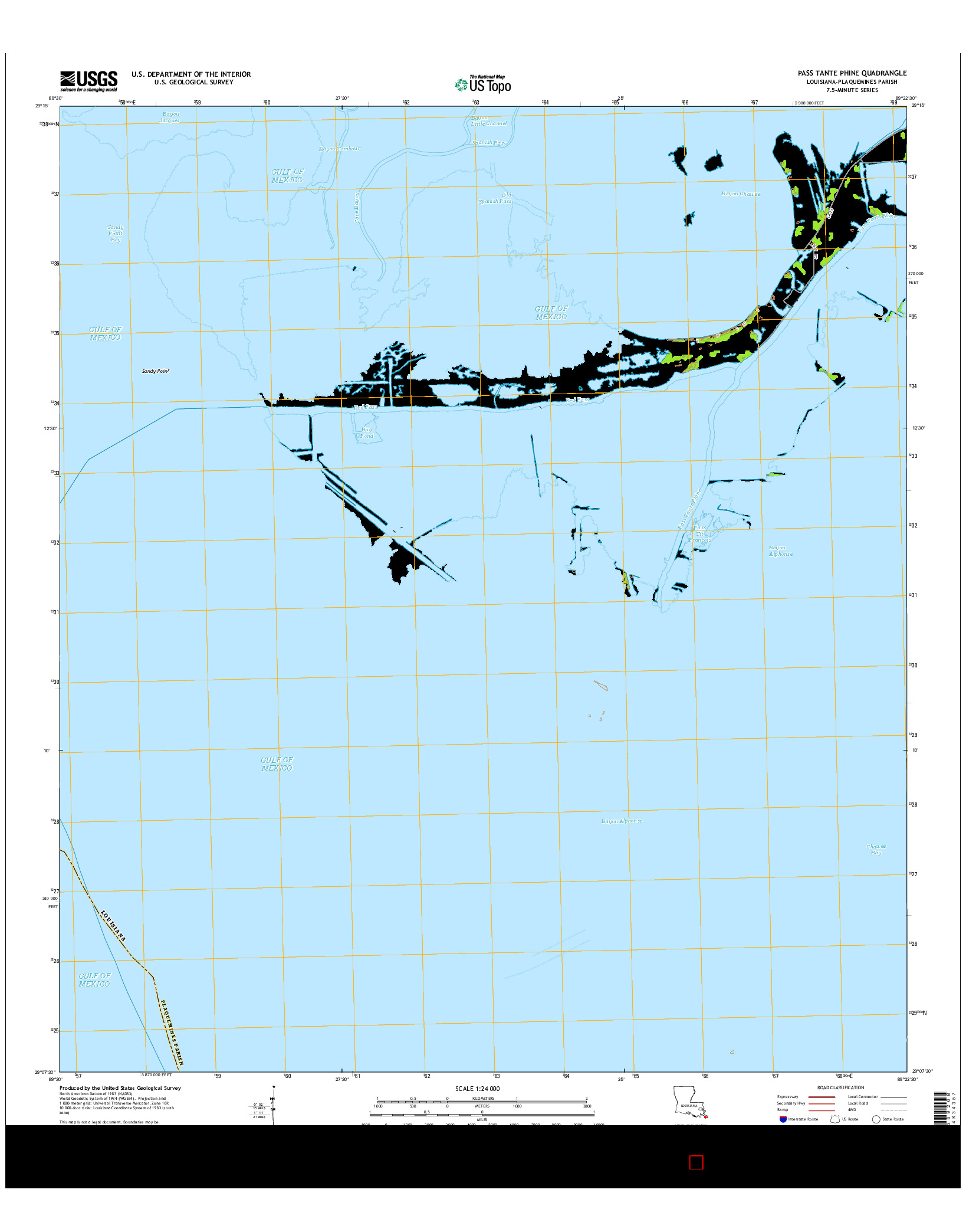 USGS US TOPO 7.5-MINUTE MAP FOR PASS TANTE PHINE, LA 2015