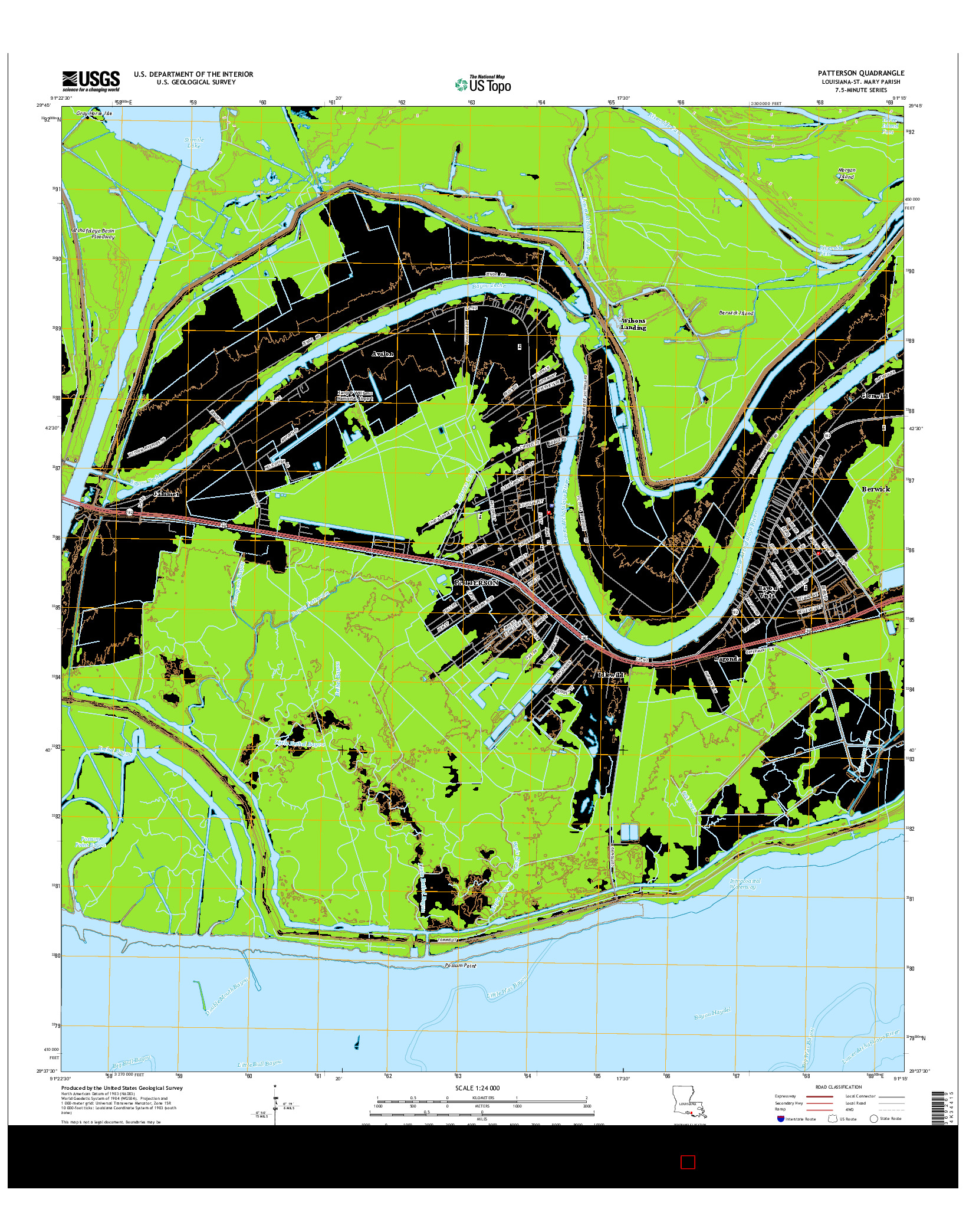USGS US TOPO 7.5-MINUTE MAP FOR PATTERSON, LA 2015