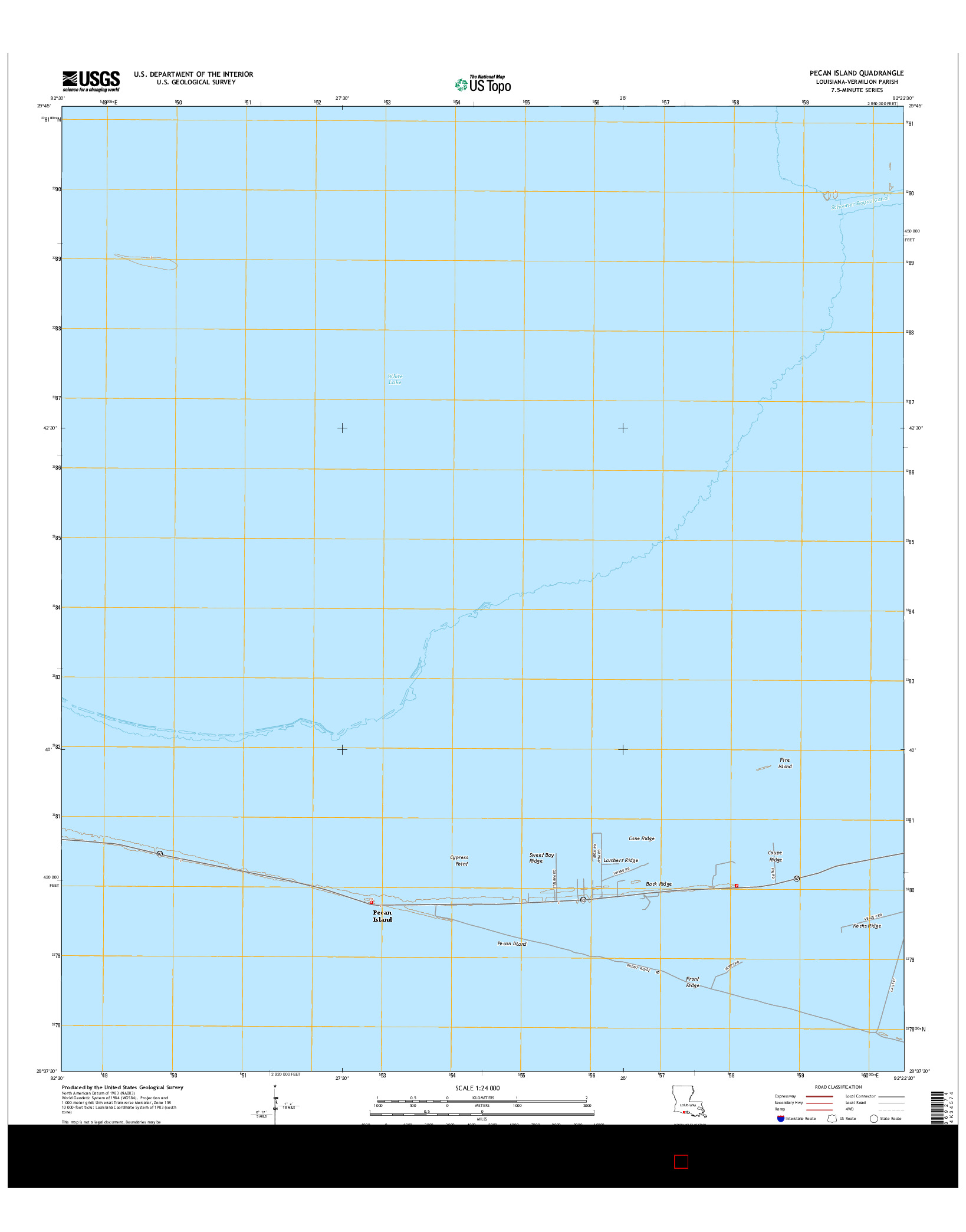 USGS US TOPO 7.5-MINUTE MAP FOR PECAN ISLAND, LA 2015