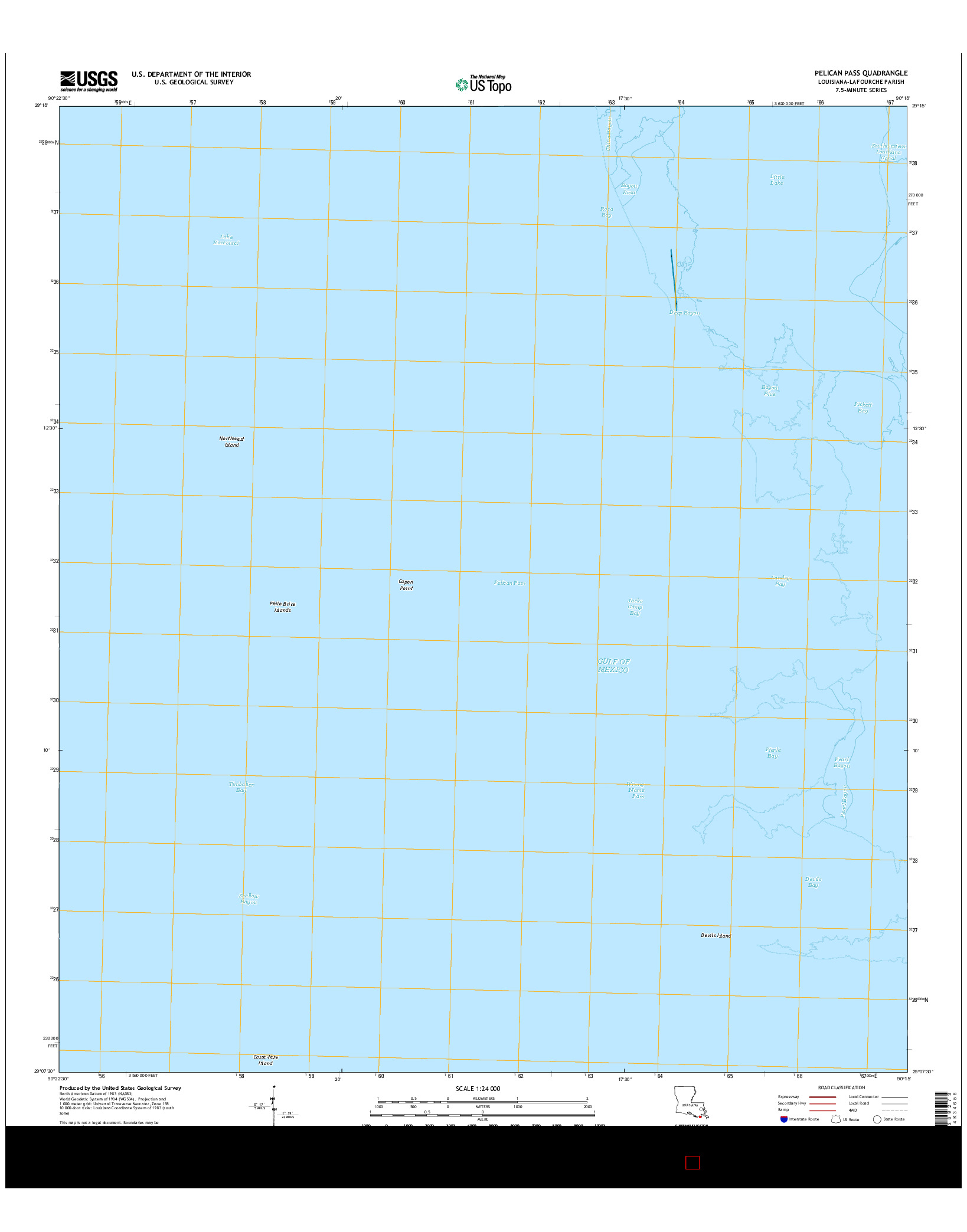 USGS US TOPO 7.5-MINUTE MAP FOR PELICAN PASS, LA 2015