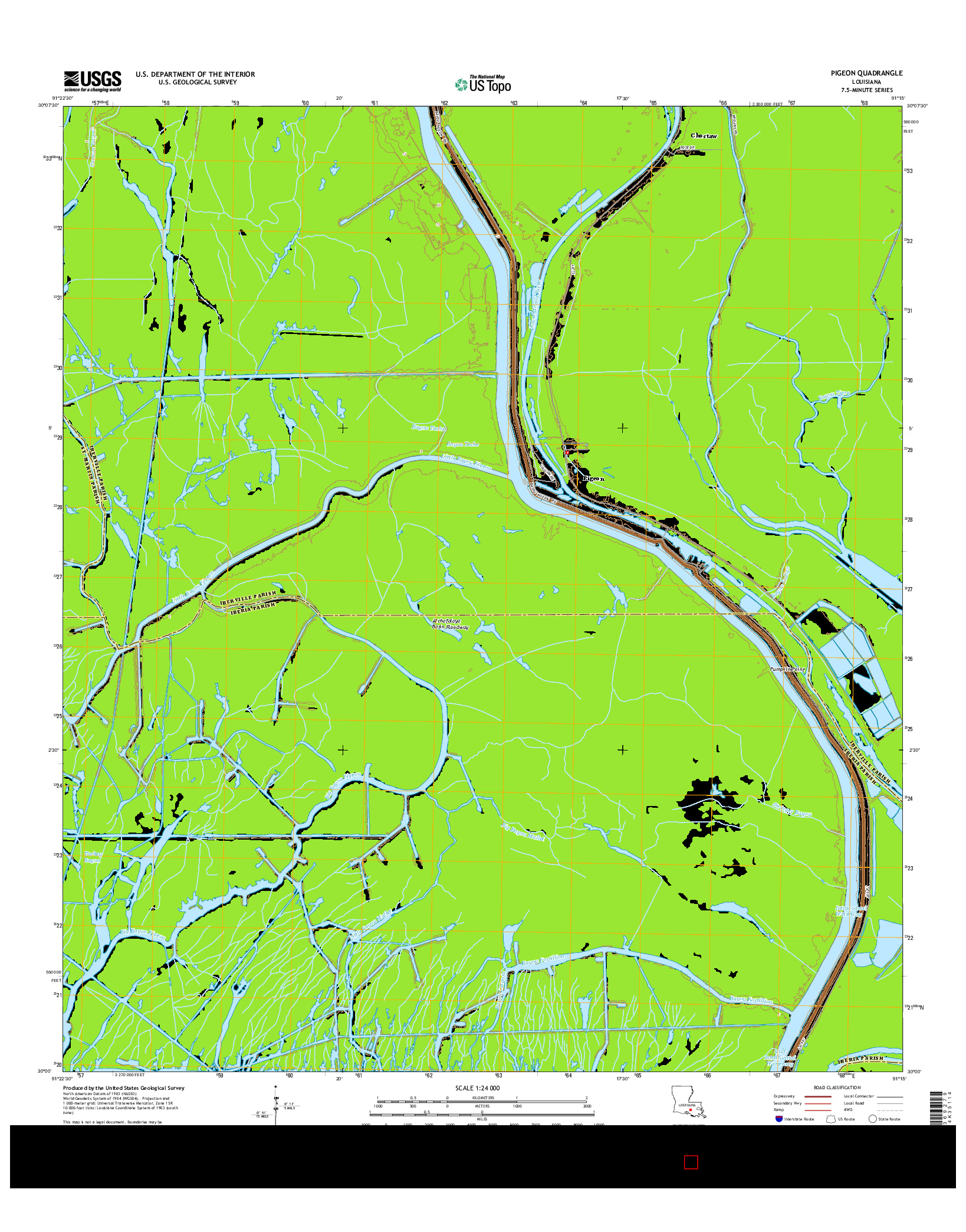 USGS US TOPO 7.5-MINUTE MAP FOR PIGEON, LA 2015
