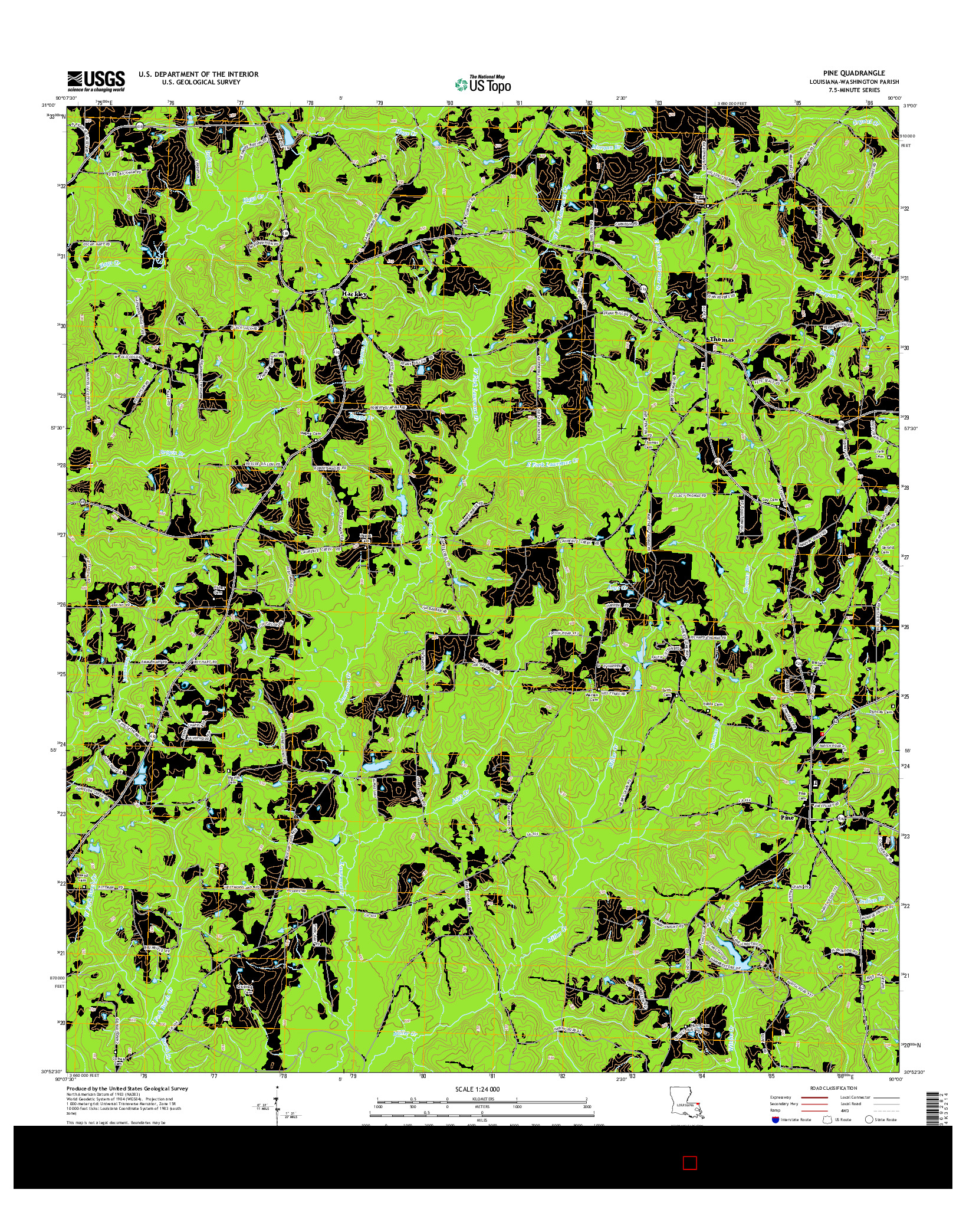 USGS US TOPO 7.5-MINUTE MAP FOR PINE, LA 2015