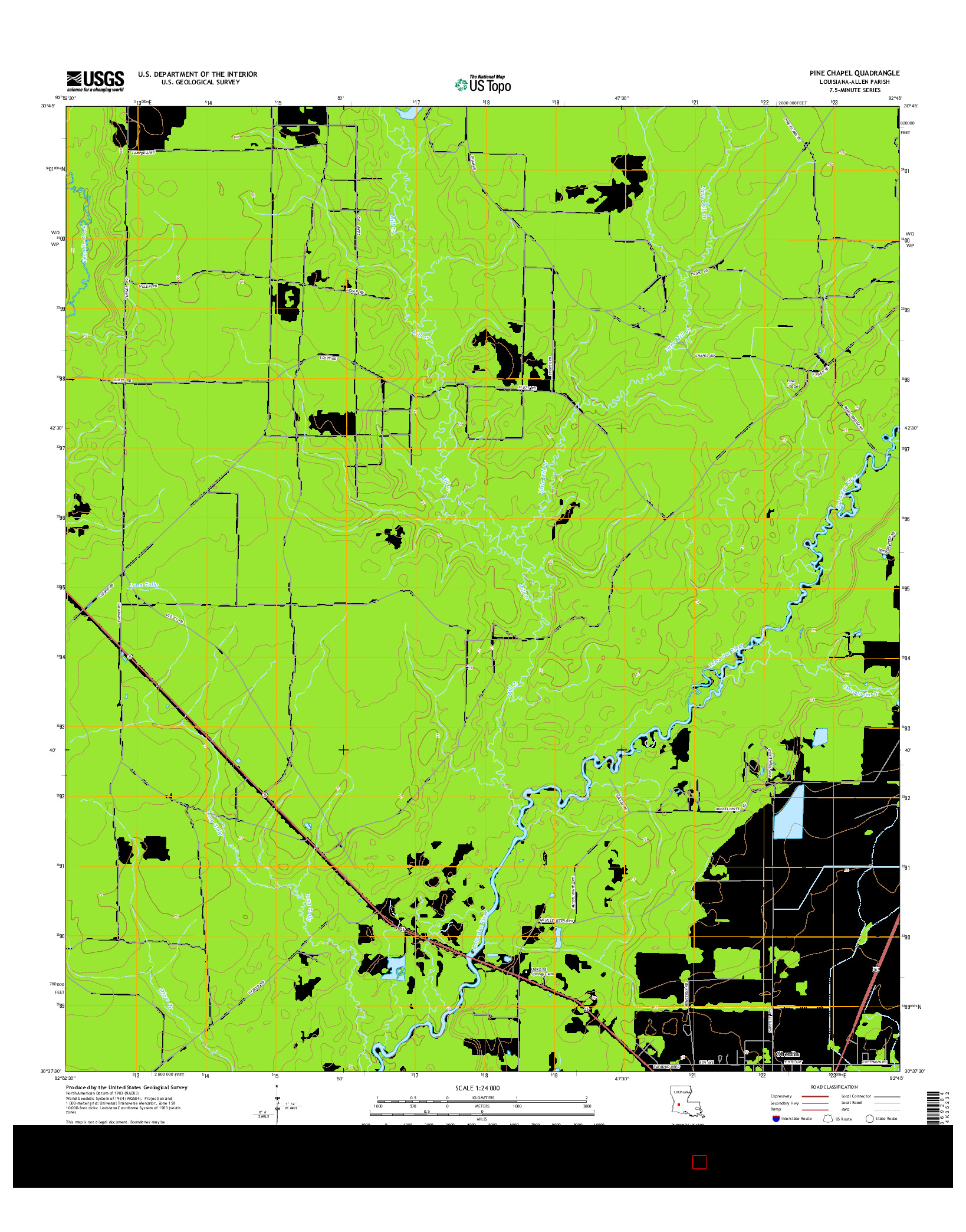 USGS US TOPO 7.5-MINUTE MAP FOR PINE CHAPEL, LA 2015