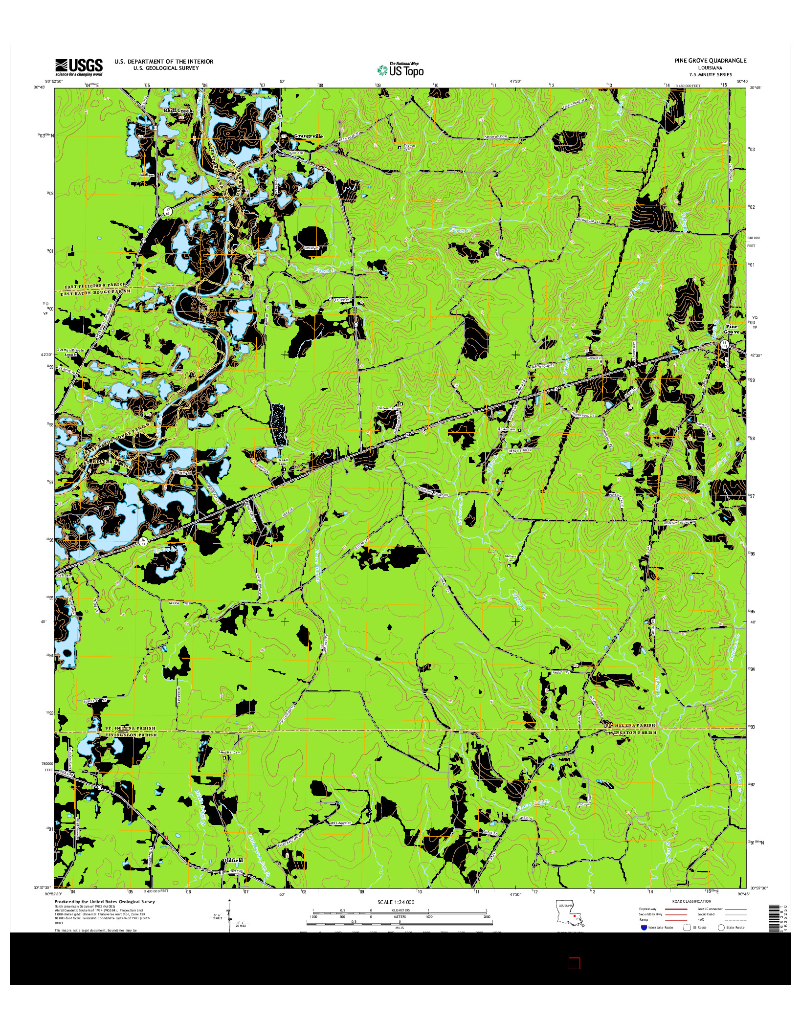 USGS US TOPO 7.5-MINUTE MAP FOR PINE GROVE, LA 2015
