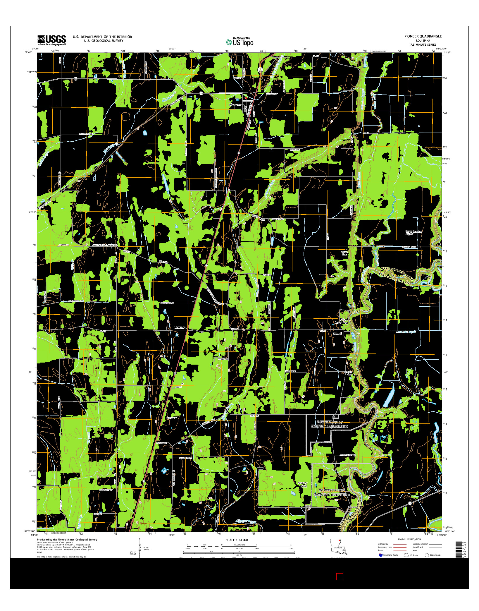USGS US TOPO 7.5-MINUTE MAP FOR PIONEER, LA 2015