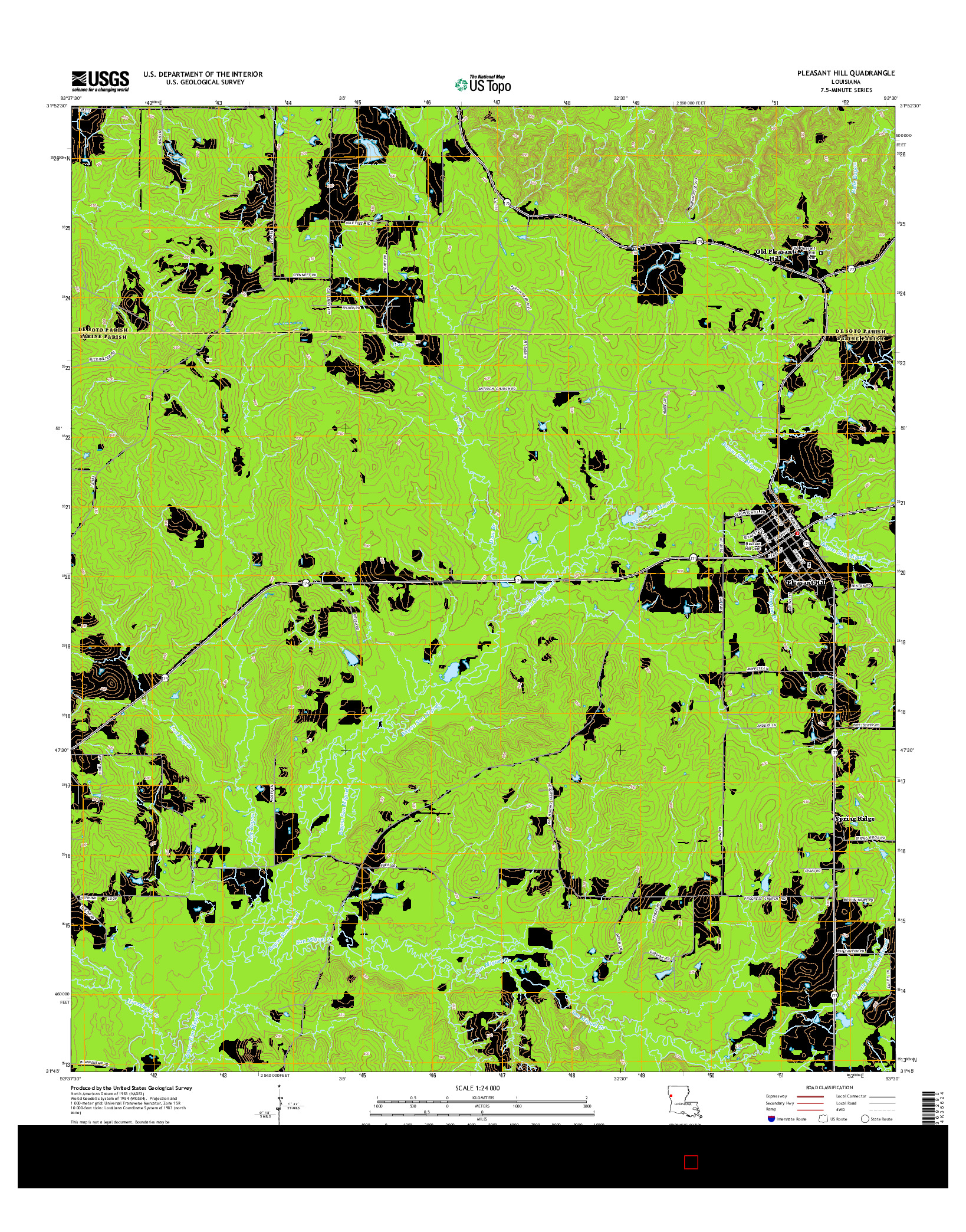 USGS US TOPO 7.5-MINUTE MAP FOR PLEASANT HILL, LA 2015
