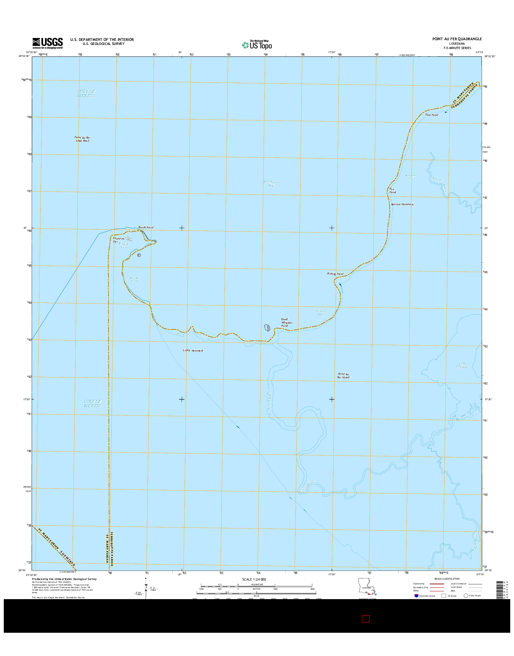 USGS US TOPO 7.5-MINUTE MAP FOR POINT AU FER, LA 2015