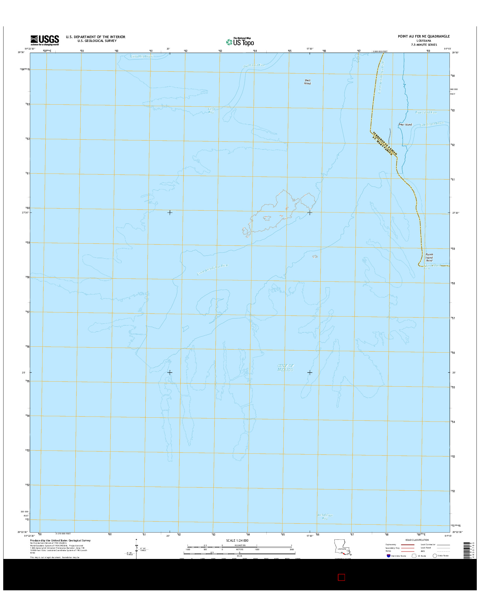 USGS US TOPO 7.5-MINUTE MAP FOR POINT AU FER NE, LA 2015