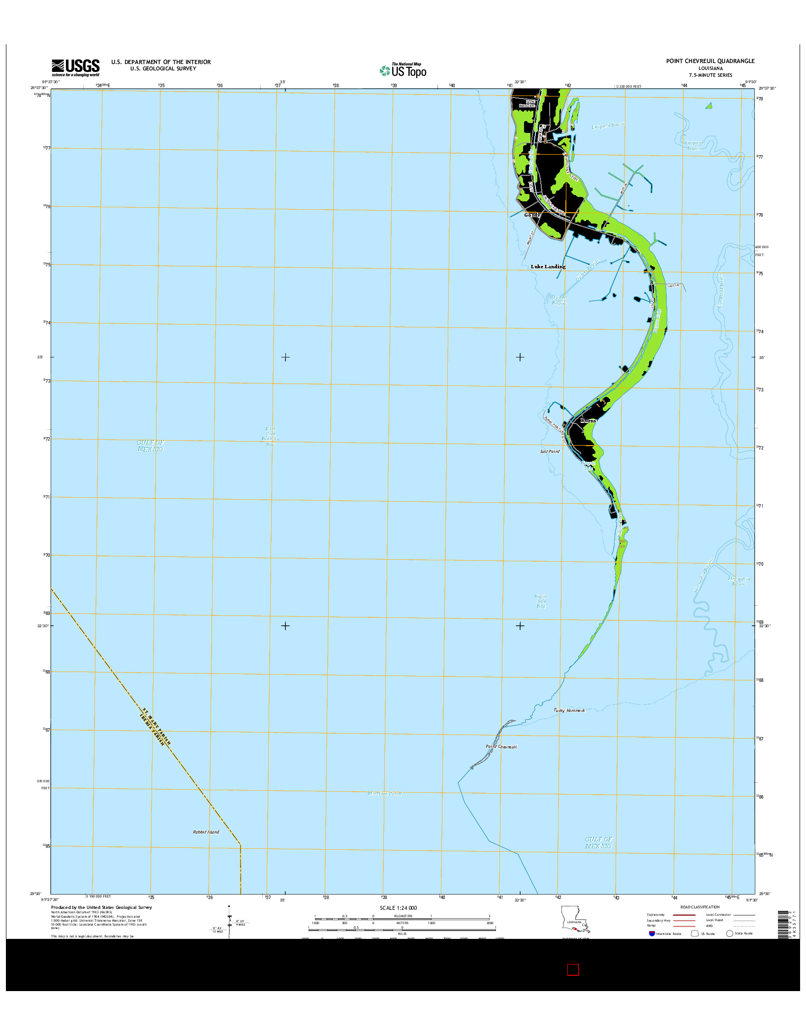 USGS US TOPO 7.5-MINUTE MAP FOR POINT CHEVREUIL, LA 2015