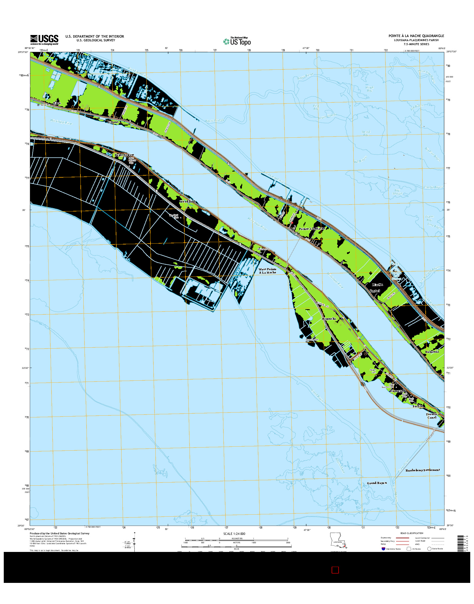 USGS US TOPO 7.5-MINUTE MAP FOR POINTE à LA HACHE, LA 2015