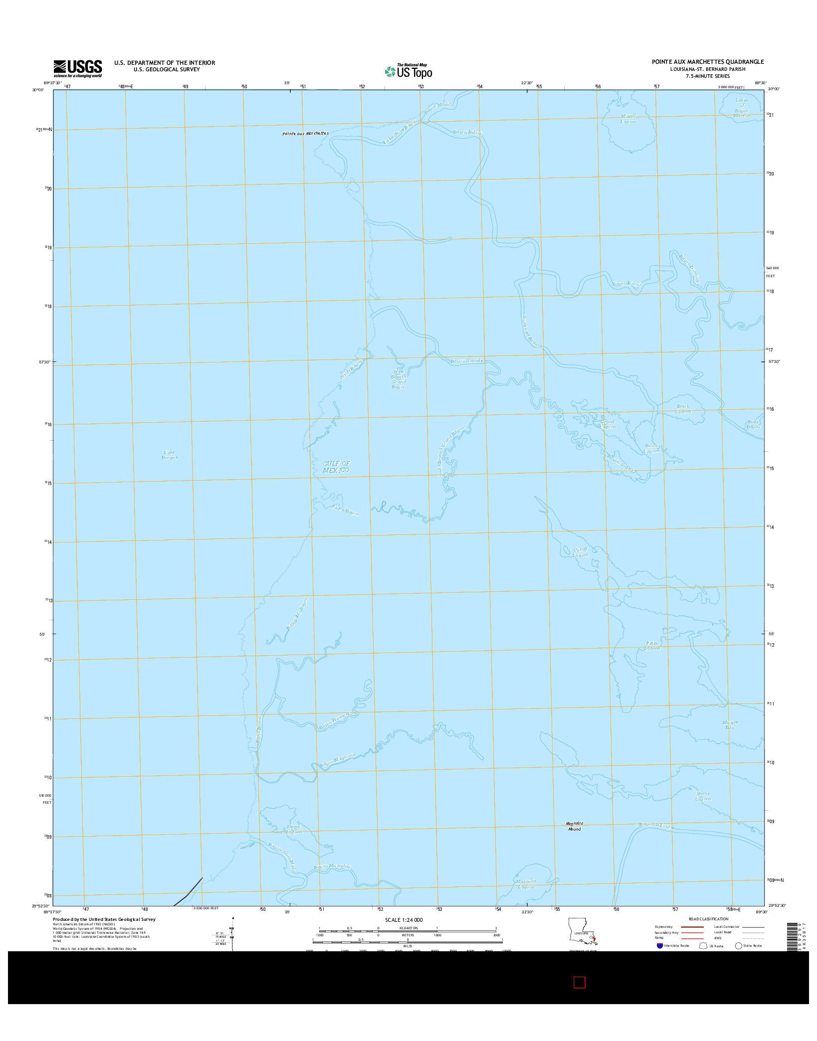 USGS US TOPO 7.5-MINUTE MAP FOR POINTE AUX MARCHETTES, LA 2015