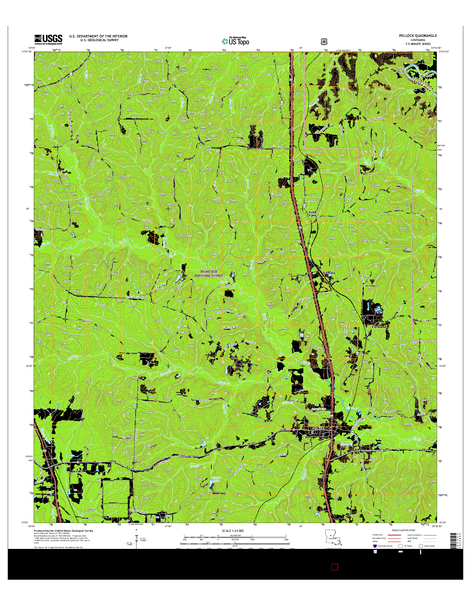 USGS US TOPO 7.5-MINUTE MAP FOR POLLOCK, LA 2015