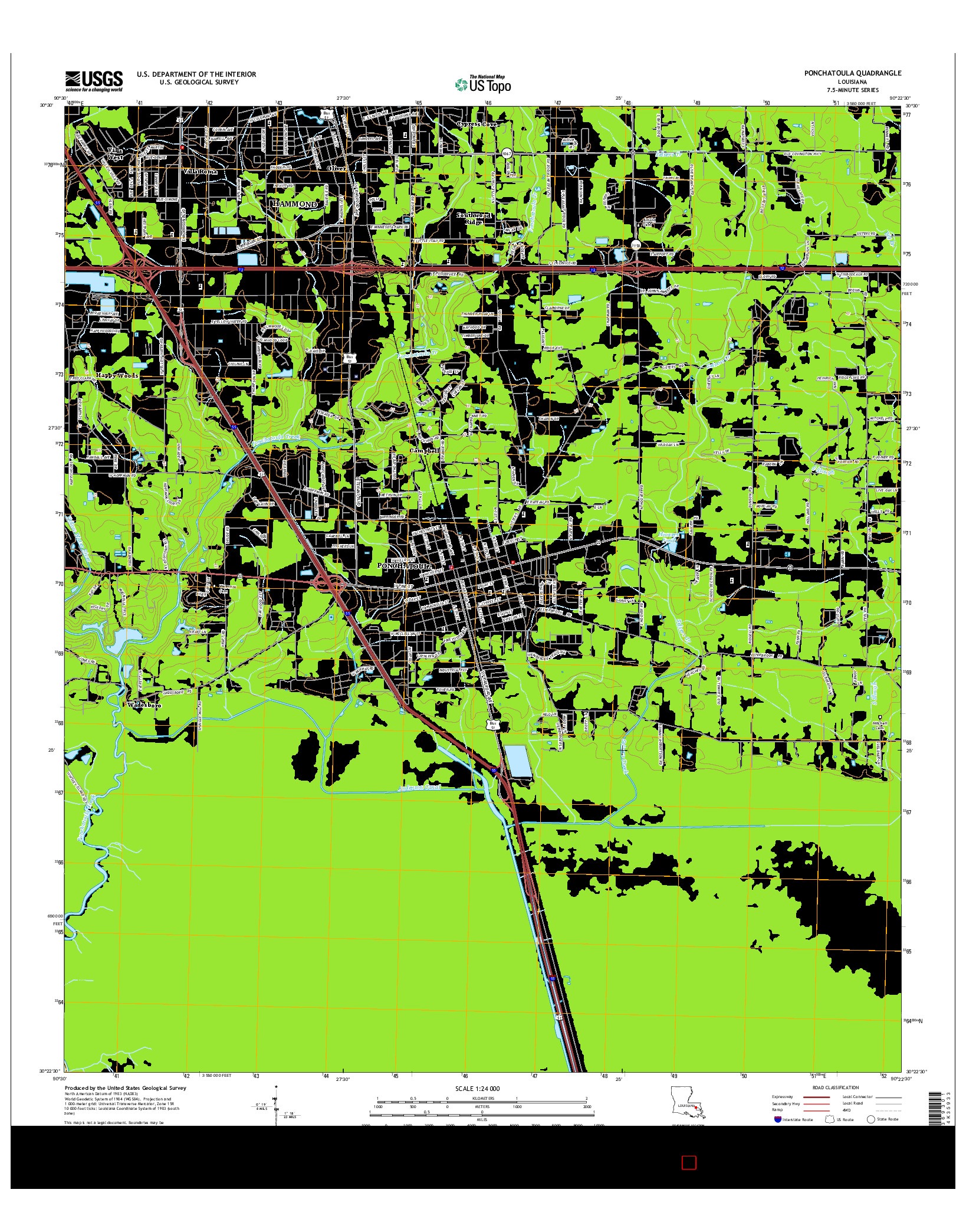 USGS US TOPO 7.5-MINUTE MAP FOR PONCHATOULA, LA 2015