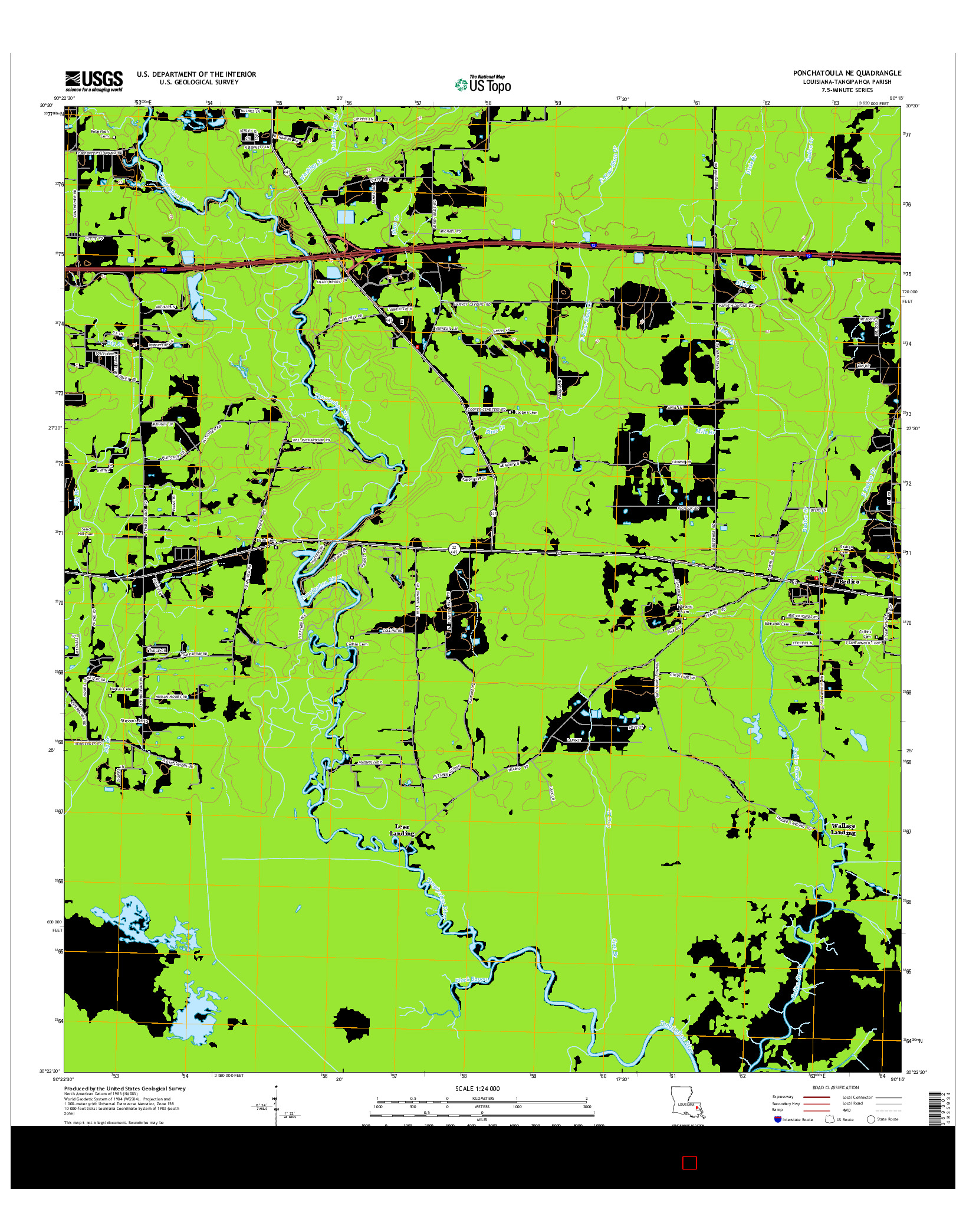 USGS US TOPO 7.5-MINUTE MAP FOR PONCHATOULA NE, LA 2015