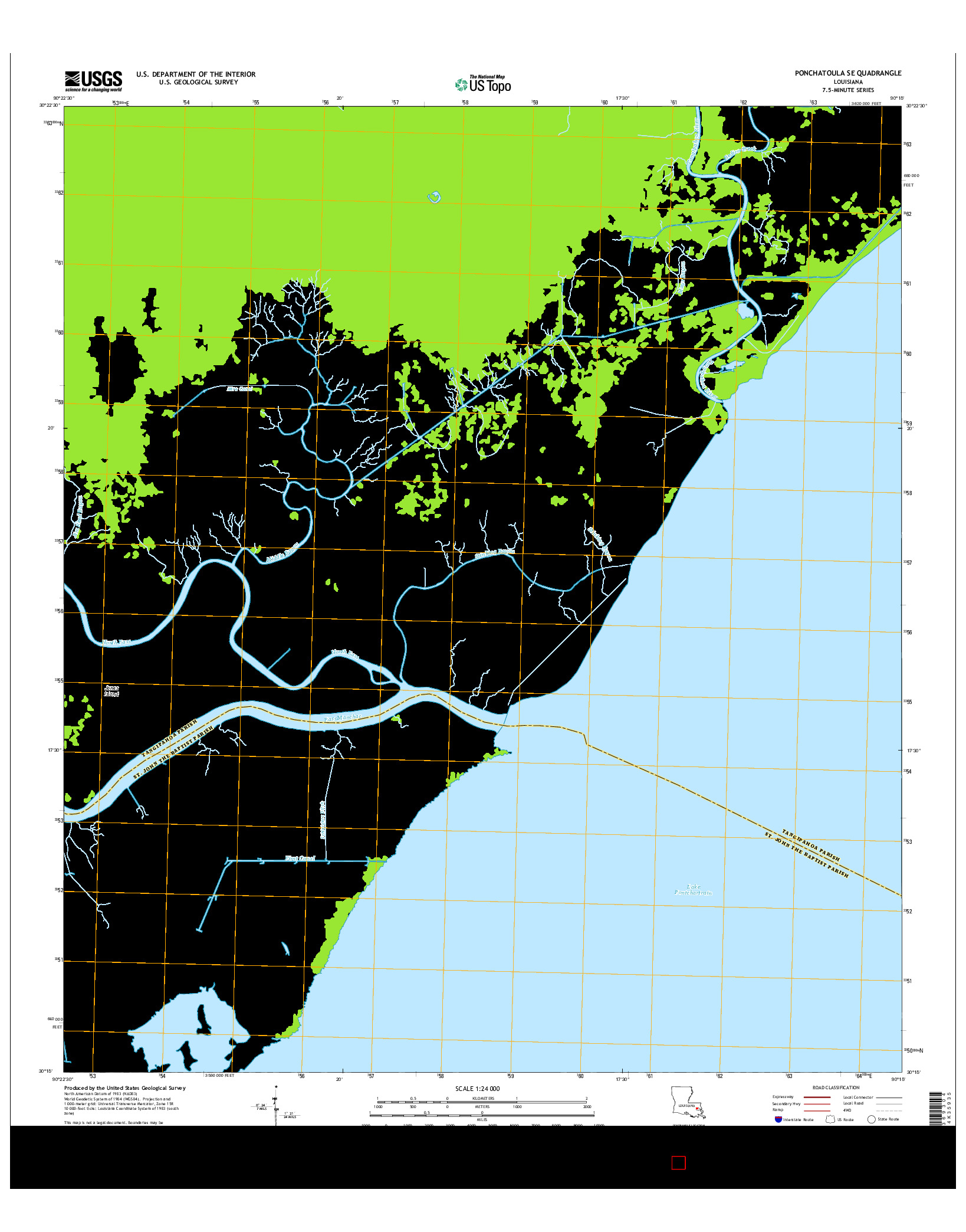 USGS US TOPO 7.5-MINUTE MAP FOR PONCHATOULA SE, LA 2015