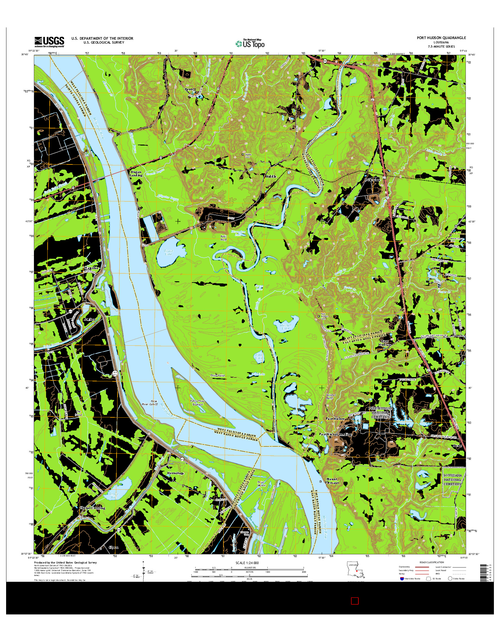 USGS US TOPO 7.5-MINUTE MAP FOR PORT HUDSON, LA 2015