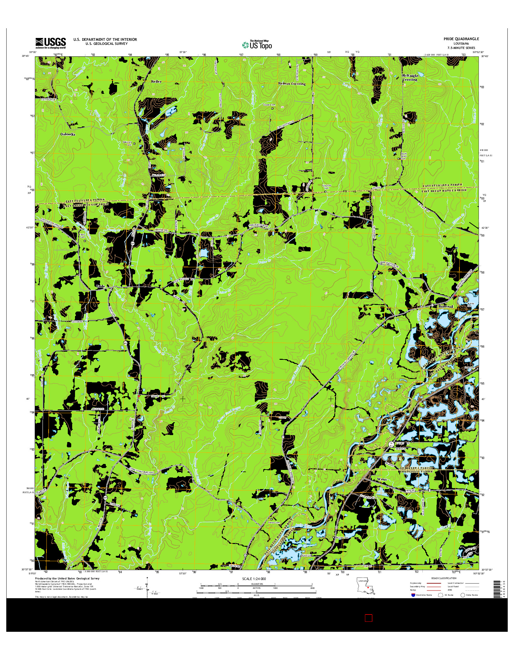 USGS US TOPO 7.5-MINUTE MAP FOR PRIDE, LA 2015
