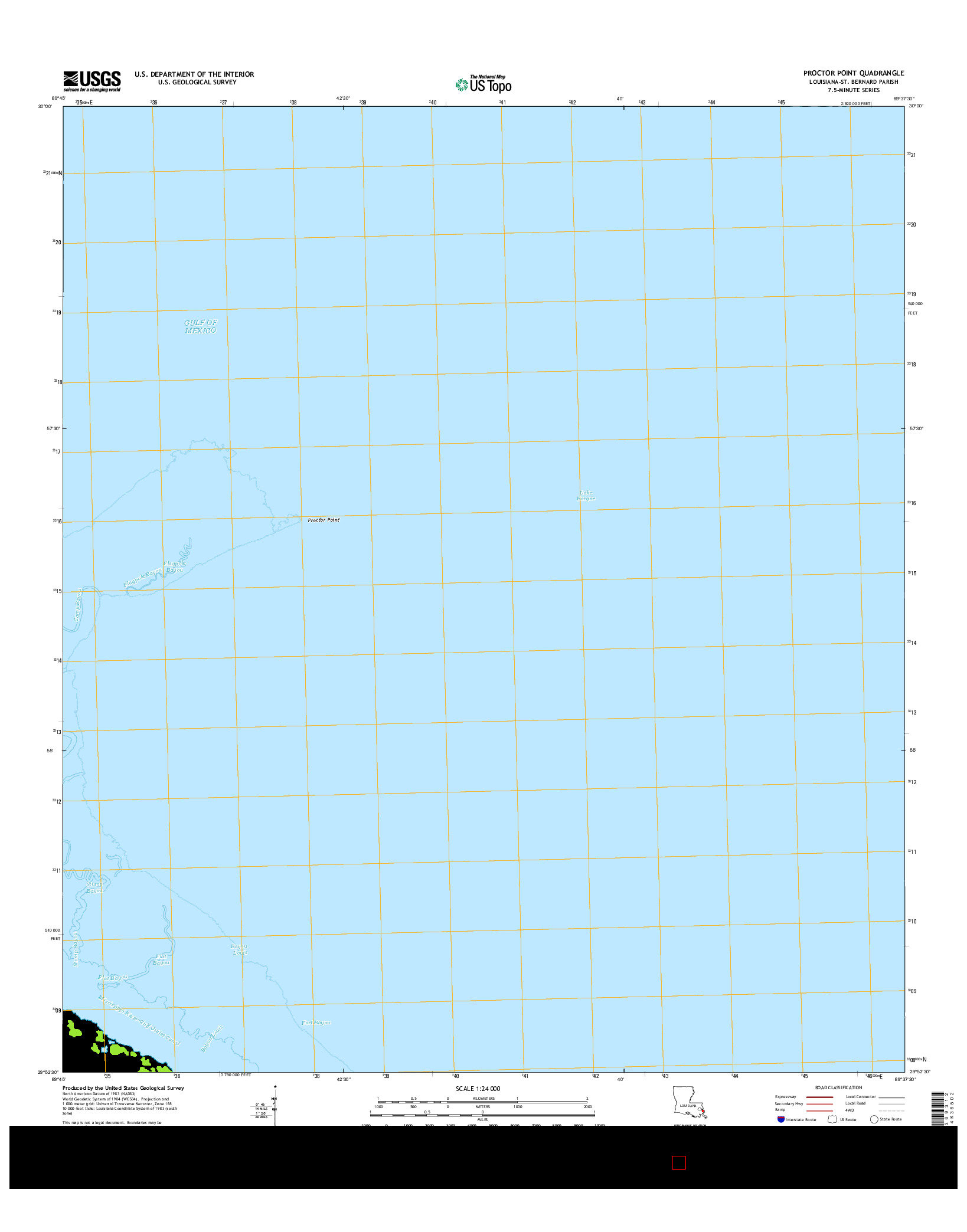 USGS US TOPO 7.5-MINUTE MAP FOR PROCTOR POINT, LA 2015