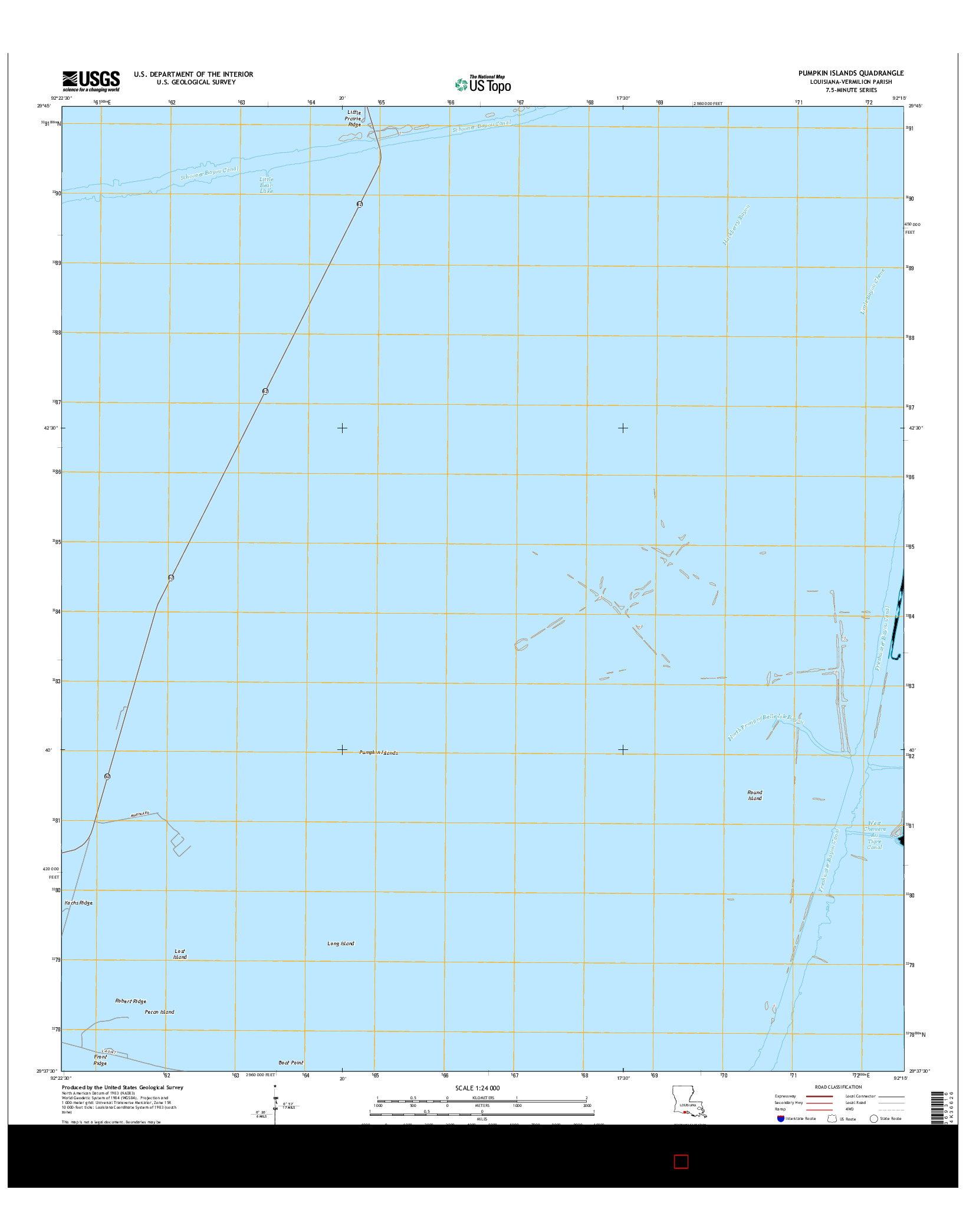 USGS US TOPO 7.5-MINUTE MAP FOR PUMPKIN ISLANDS, LA 2015
