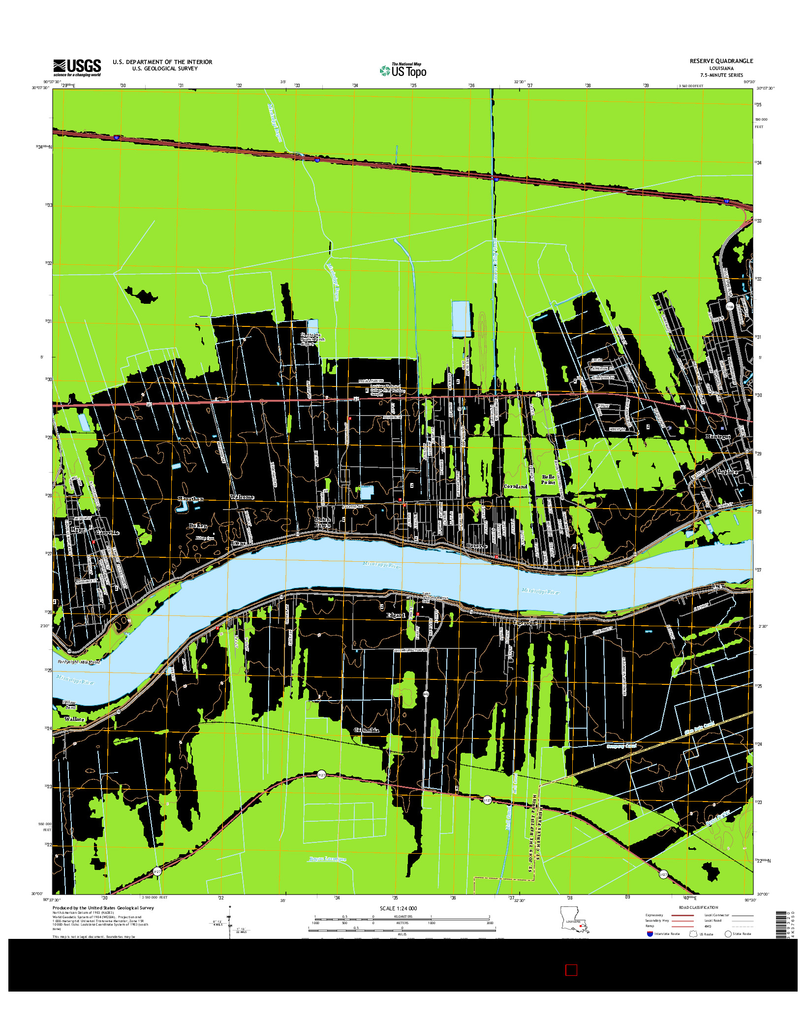 USGS US TOPO 7.5-MINUTE MAP FOR RESERVE, LA 2015