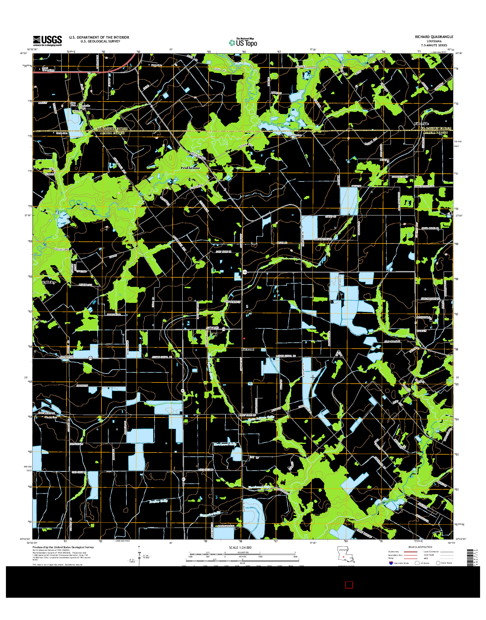 USGS US TOPO 7.5-MINUTE MAP FOR RICHARD, LA 2015